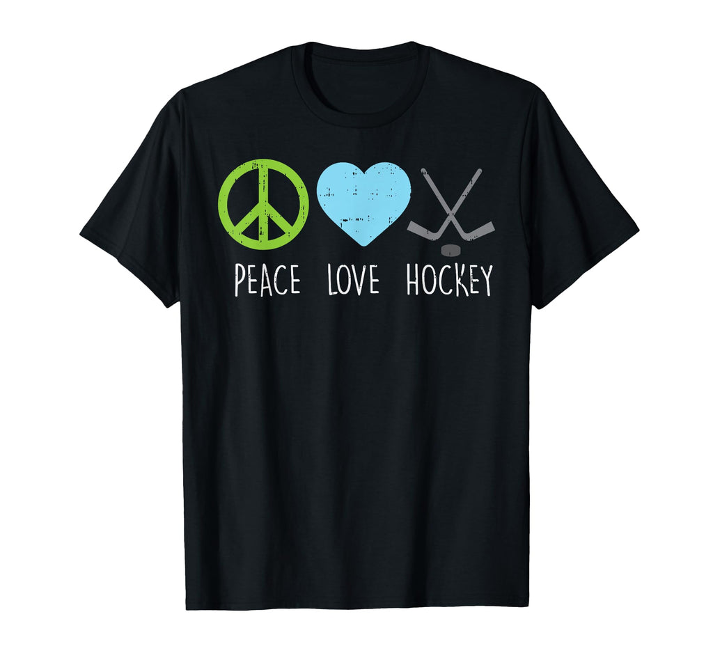 Peace Love Ice Hockey Player Goalie T-Shirt - Trendy Graphic for Adults - T-Shirt, Sweatshirt, Hoodie