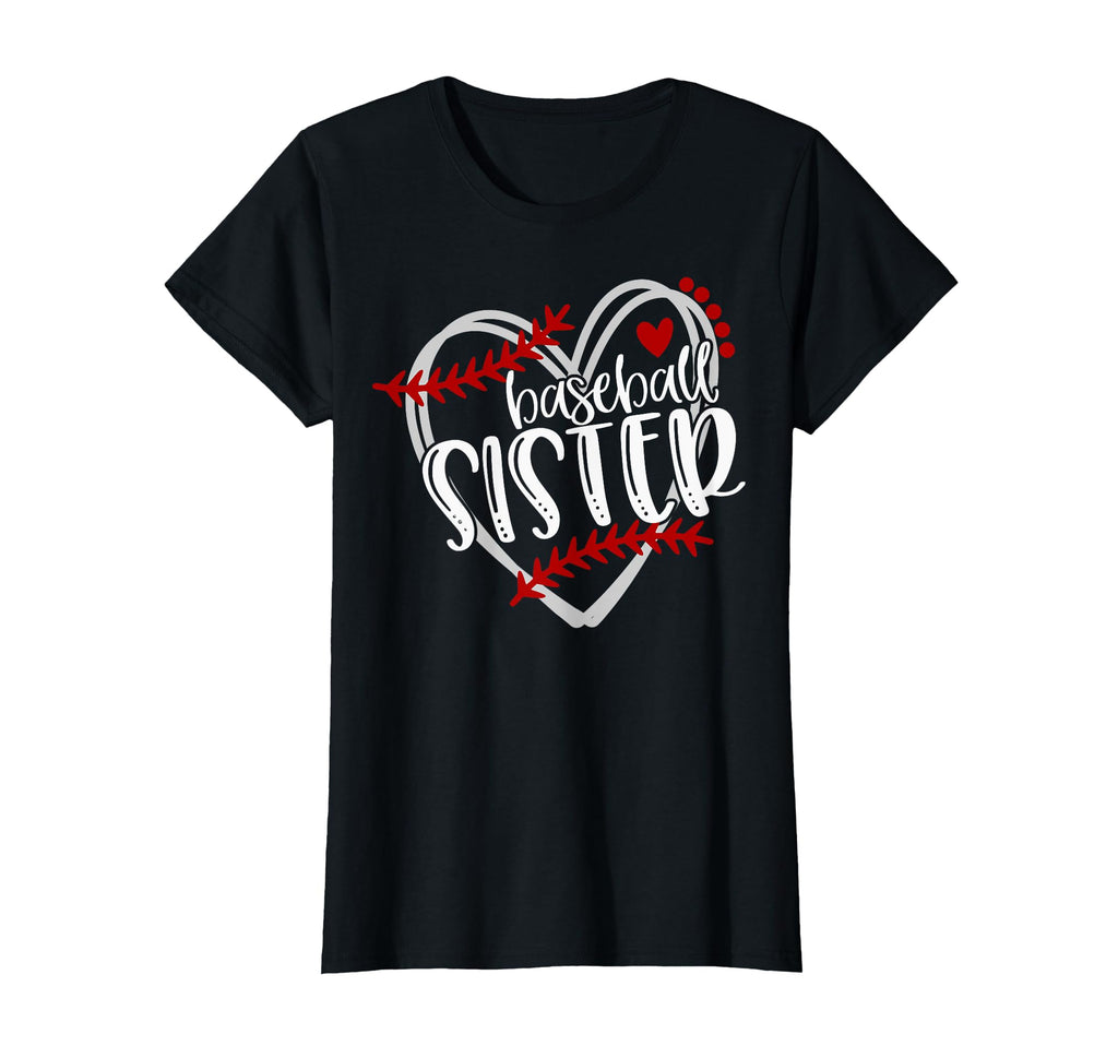 Womens Baseball Sister Heart T-Shirt - Fun Novelty Design for Adults - T-Shirt, Sweatshirt, Hoodie
