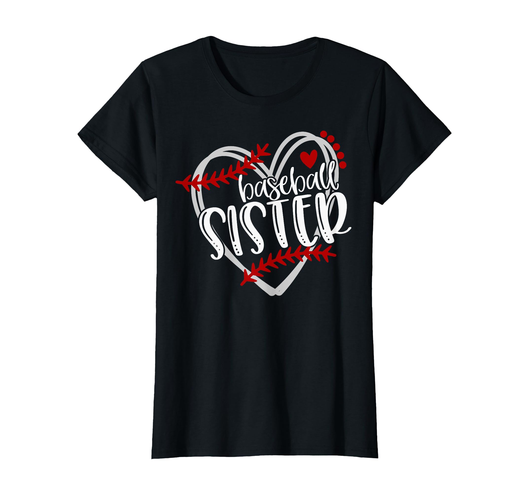 Womens Baseball Sister Heart T-Shirt - Fun Novelty Design for Adults - T-Shirt, Sweatshirt, Hoodie