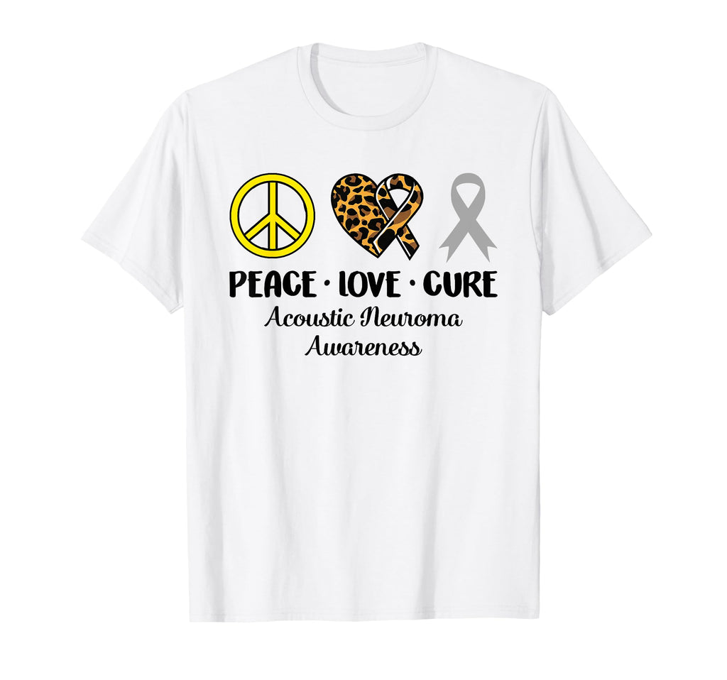 Acoustic Neuroma Awareness Peace Love T-Shirt - Trendy Graphic for Adults - T-Shirt, Sweatshirt, Hoodie