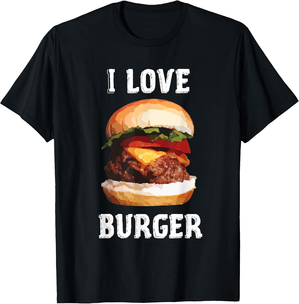 I love Burger Fast Food Gift Cheeseburger - Adult & Kids T-Shirts, Sweatshirts & Hoodies apparel design preview 1