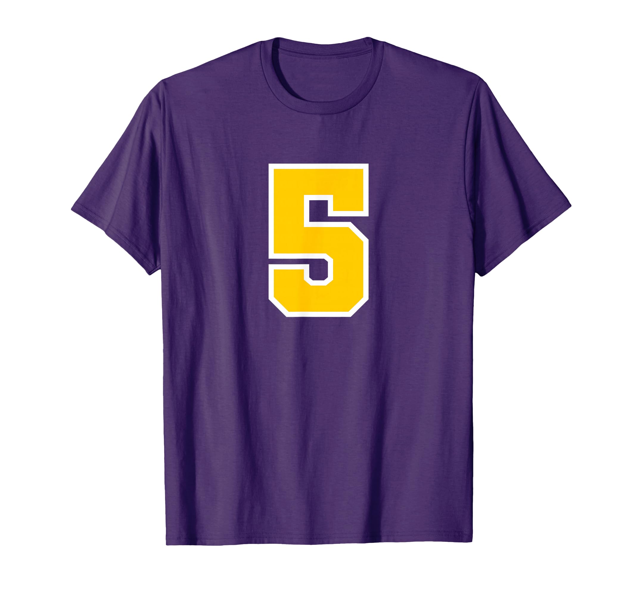 Number 5 Sports Team Yellow Number T-Shirt - Casual Everyday Wear Men Women - T-Shirt, Sweatshirt, Hoodie