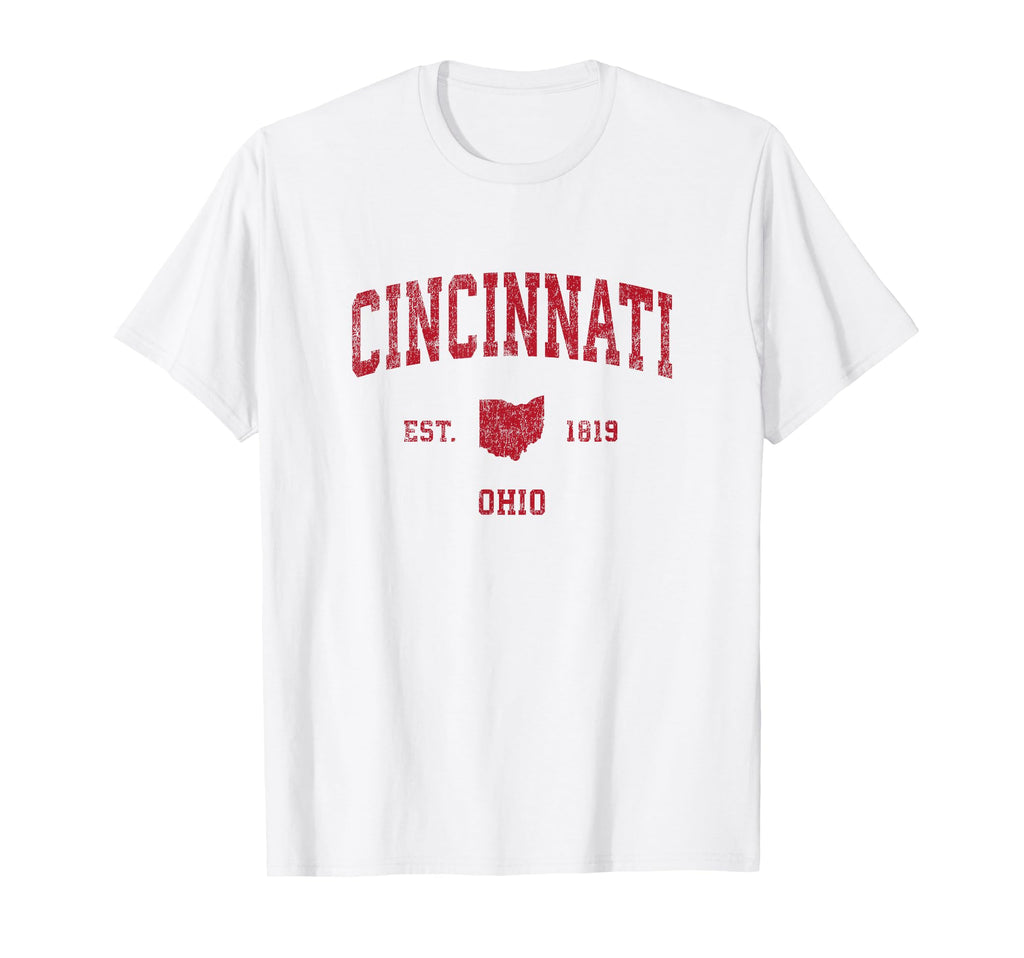 Cincinnati Ohio Oh Sports Red T-Shirt - Fun Novelty Design Unisex - T-Shirt, Sweatshirt, Hoodie
