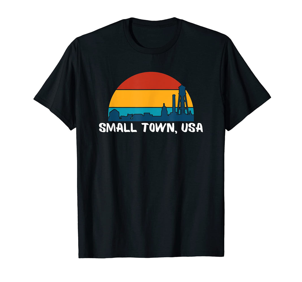 Small Town Usa Townscape Sunset T-Shirt - Novelty Apparel for Adults - T-Shirt, Sweatshirt, Hoodie