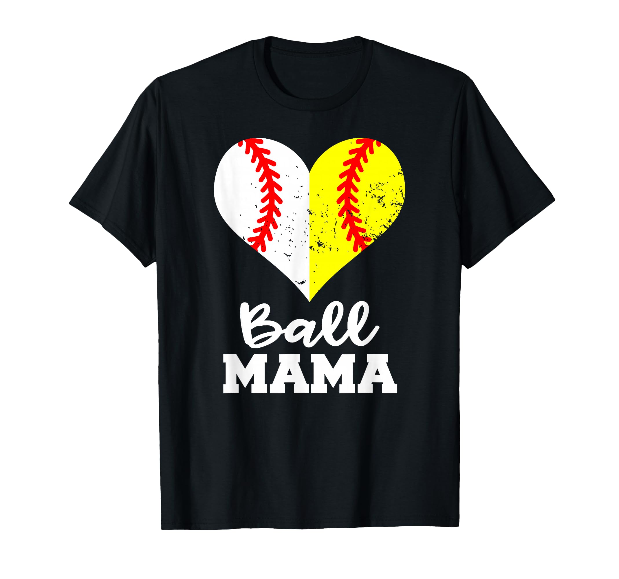 Ball Mama Heart Funny Baseball T-Shirt - Custom Art Print for Adults - T-Shirt, Sweatshirt, Hoodie