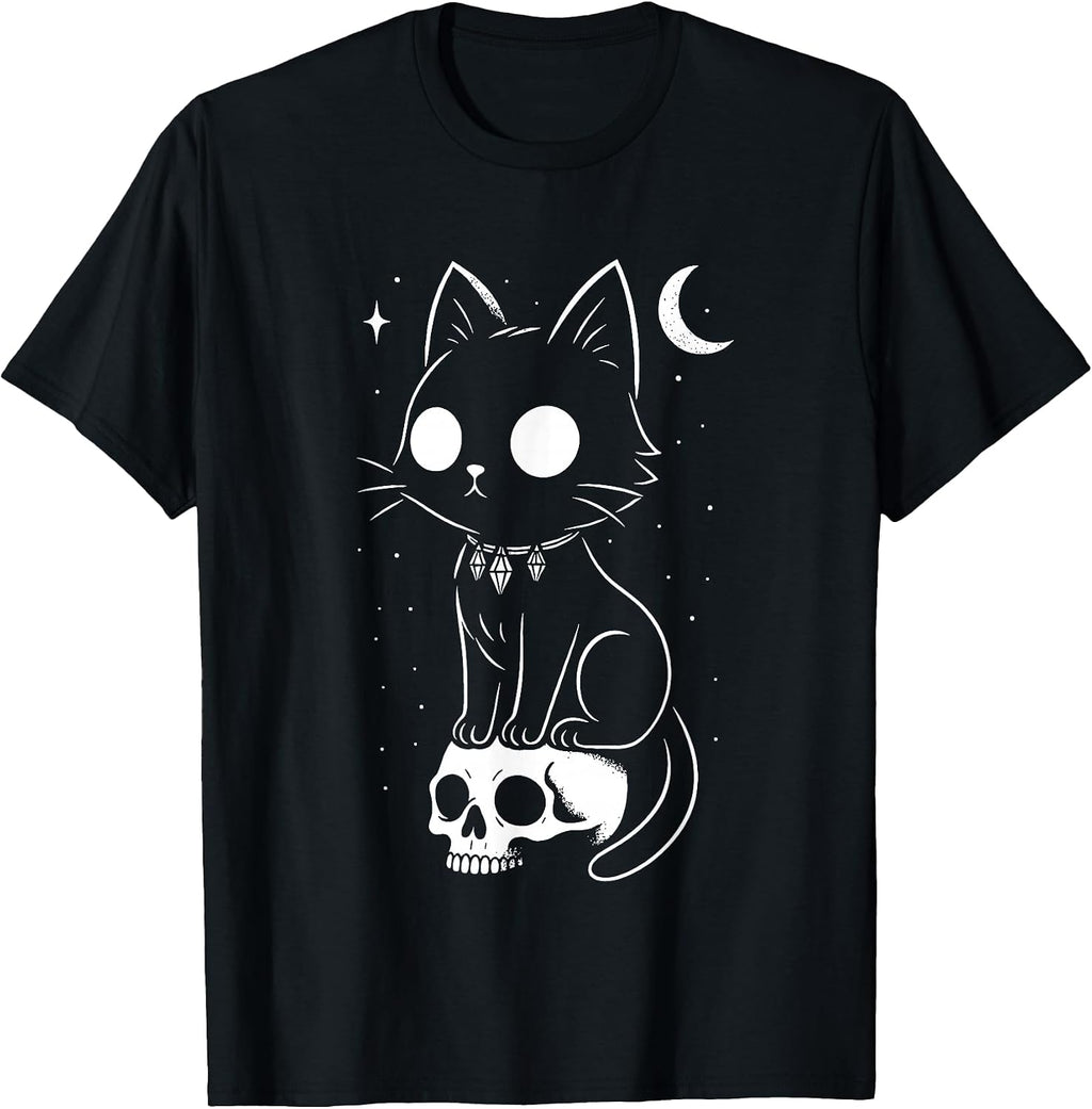 Cute Cat Creepy Goth Black Occult Kitty Outfit - Adult & Kids T-Shirts, Sweatshirts & Hoodies apparel design preview 1