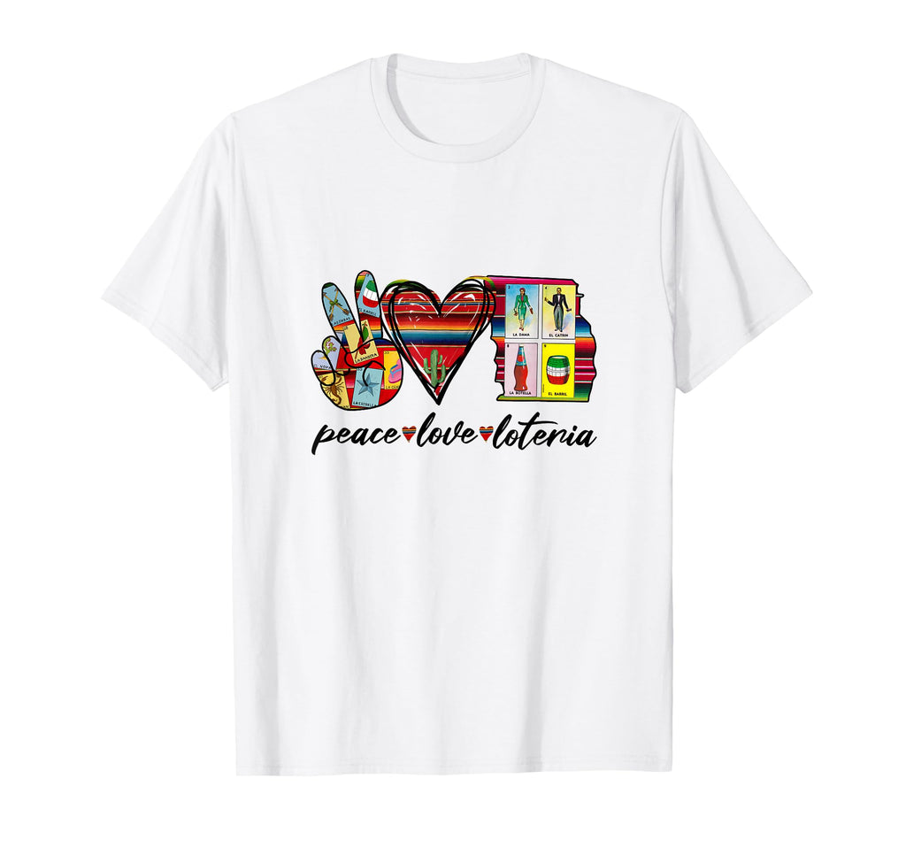 Peace Love Lottery Mexican Bingo Cards T-Shirt - Unique Graphic Unisex - T-Shirt, Sweatshirt, Hoodie