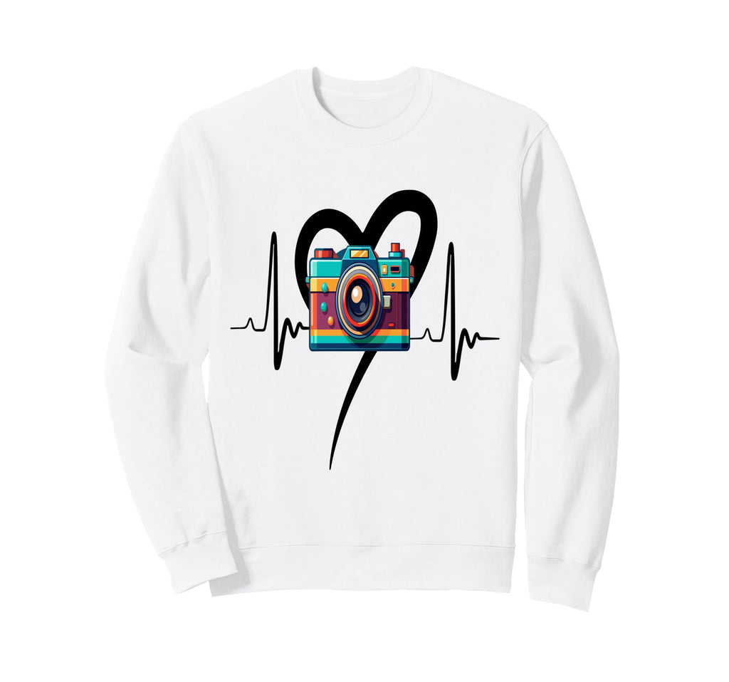 Womens Funny Camera Heartbeat Sweatshirt - Trendy Graphic Unisex - T-Shirt, Sweatshirt, Hoodie