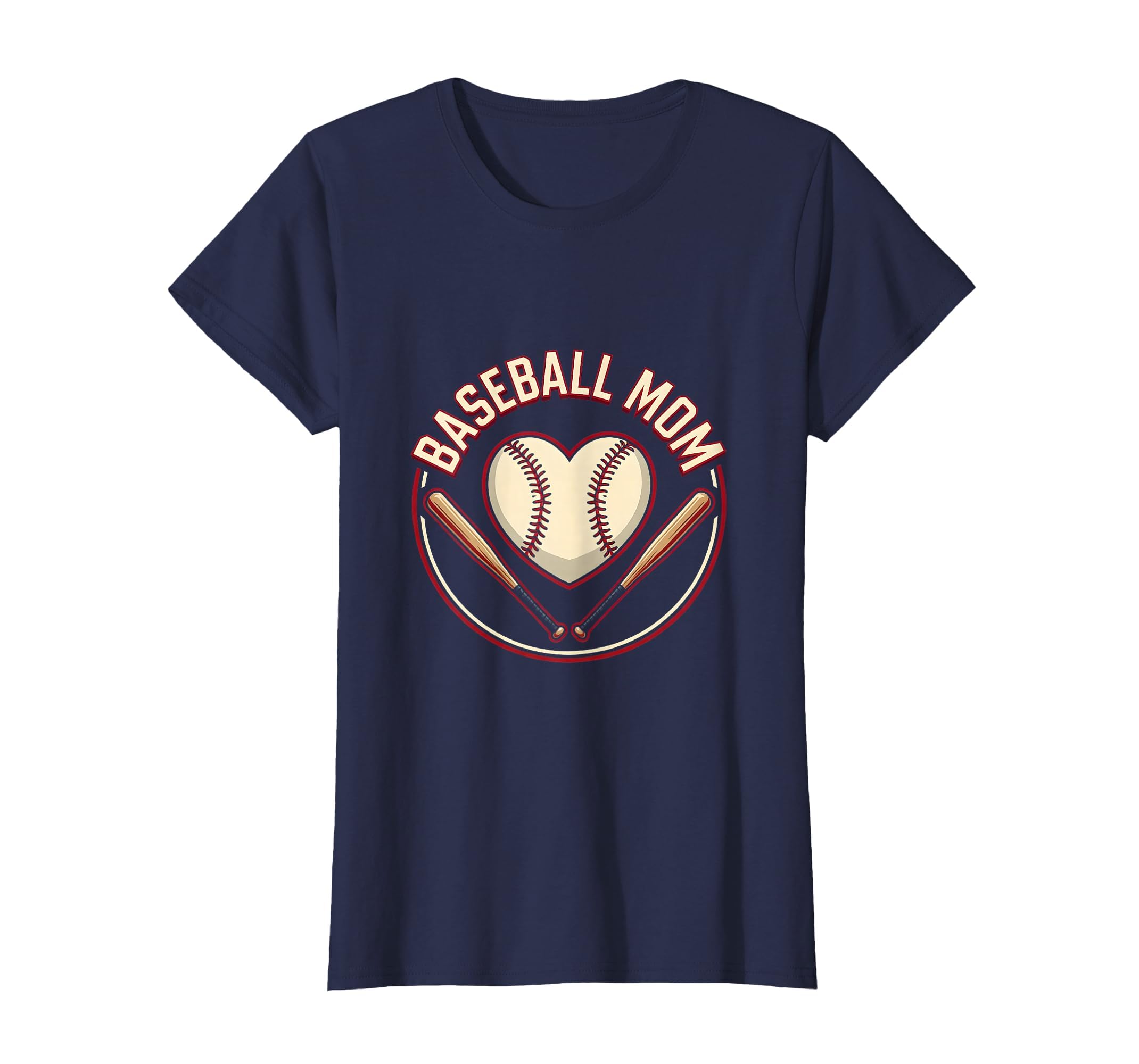Baseball Mom Heart Proud Sports Parent T-Shirt - Novelty Apparel for Adults - T-Shirt, Sweatshirt, Hoodie