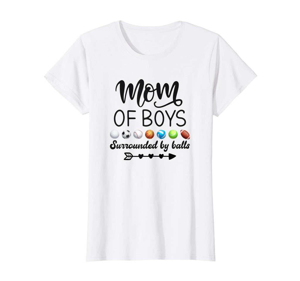 Womens Mom Surrounded Balls Soccer T-Shirt - Minimalist Print for Adults - T-Shirt, Sweatshirt, Hoodie