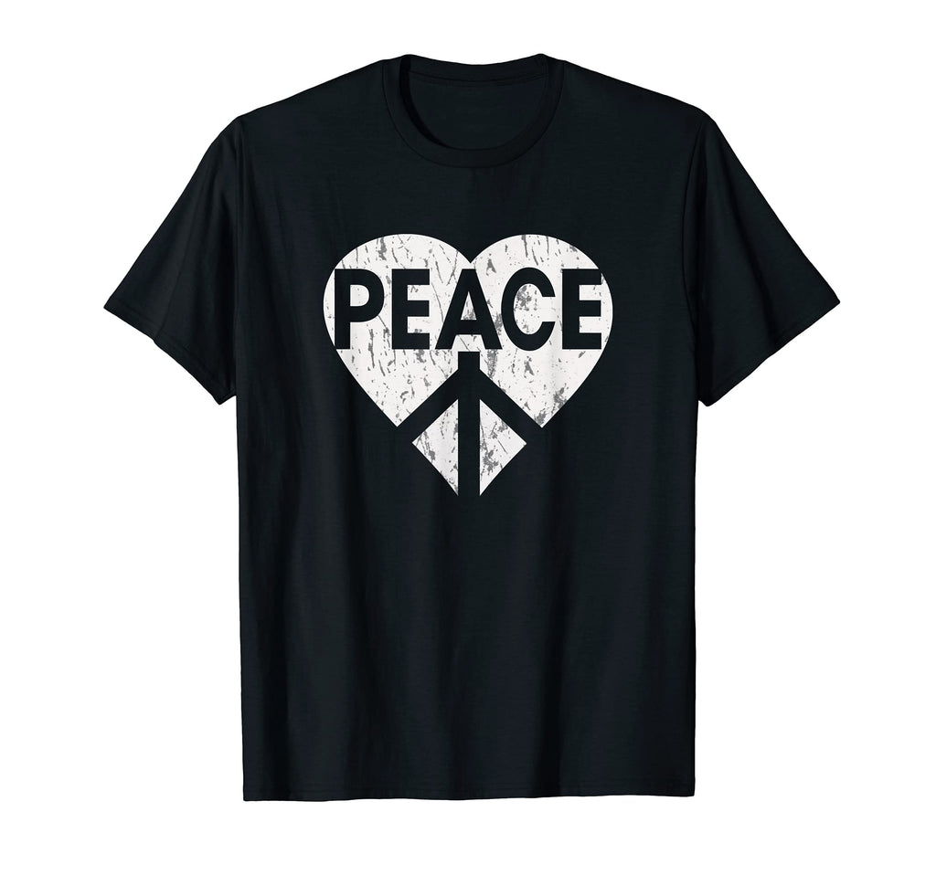 Distressed Heart Peace Hippie T-Shirt - Custom Art Print Men Women - T-Shirt, Sweatshirt, Hoodie