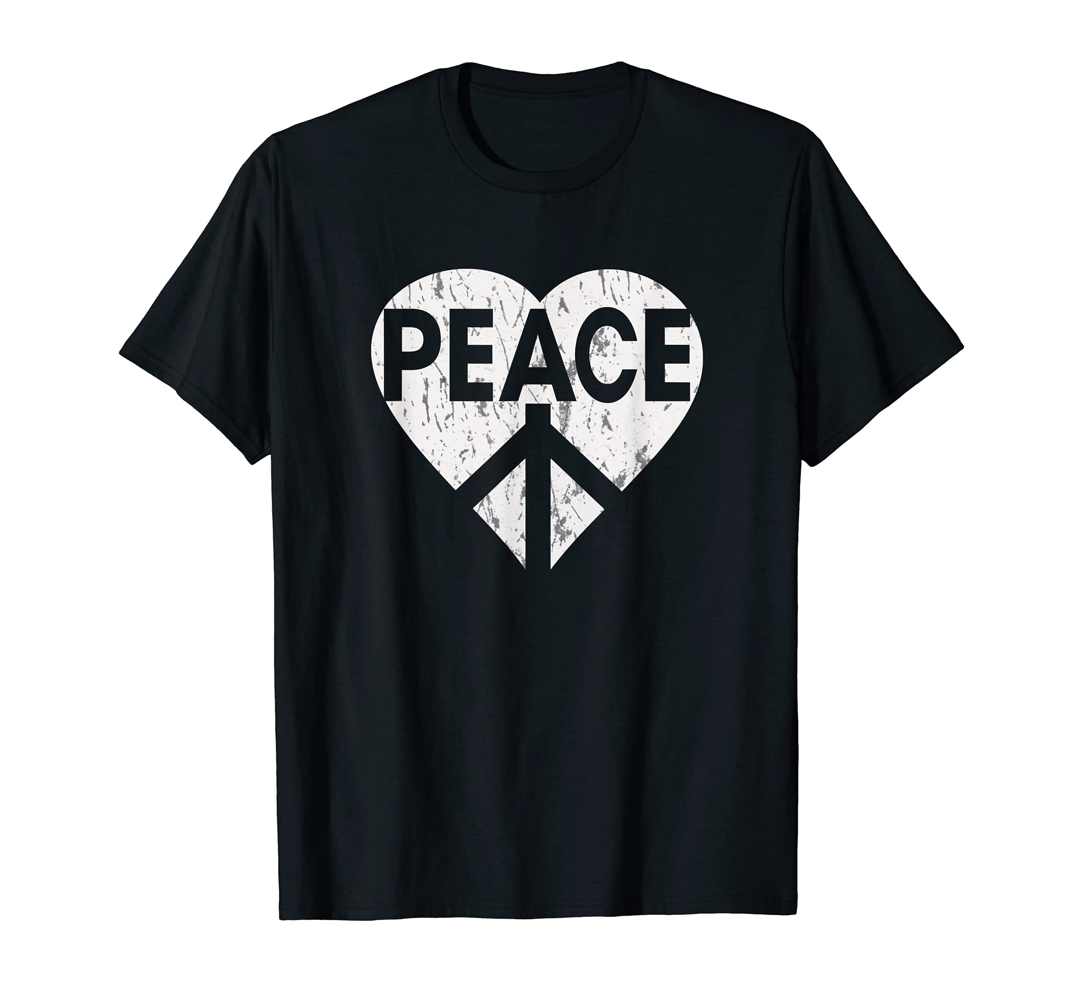 Distressed Heart Peace Hippie T-Shirt - Custom Art Print Men Women - T-Shirt, Sweatshirt, Hoodie