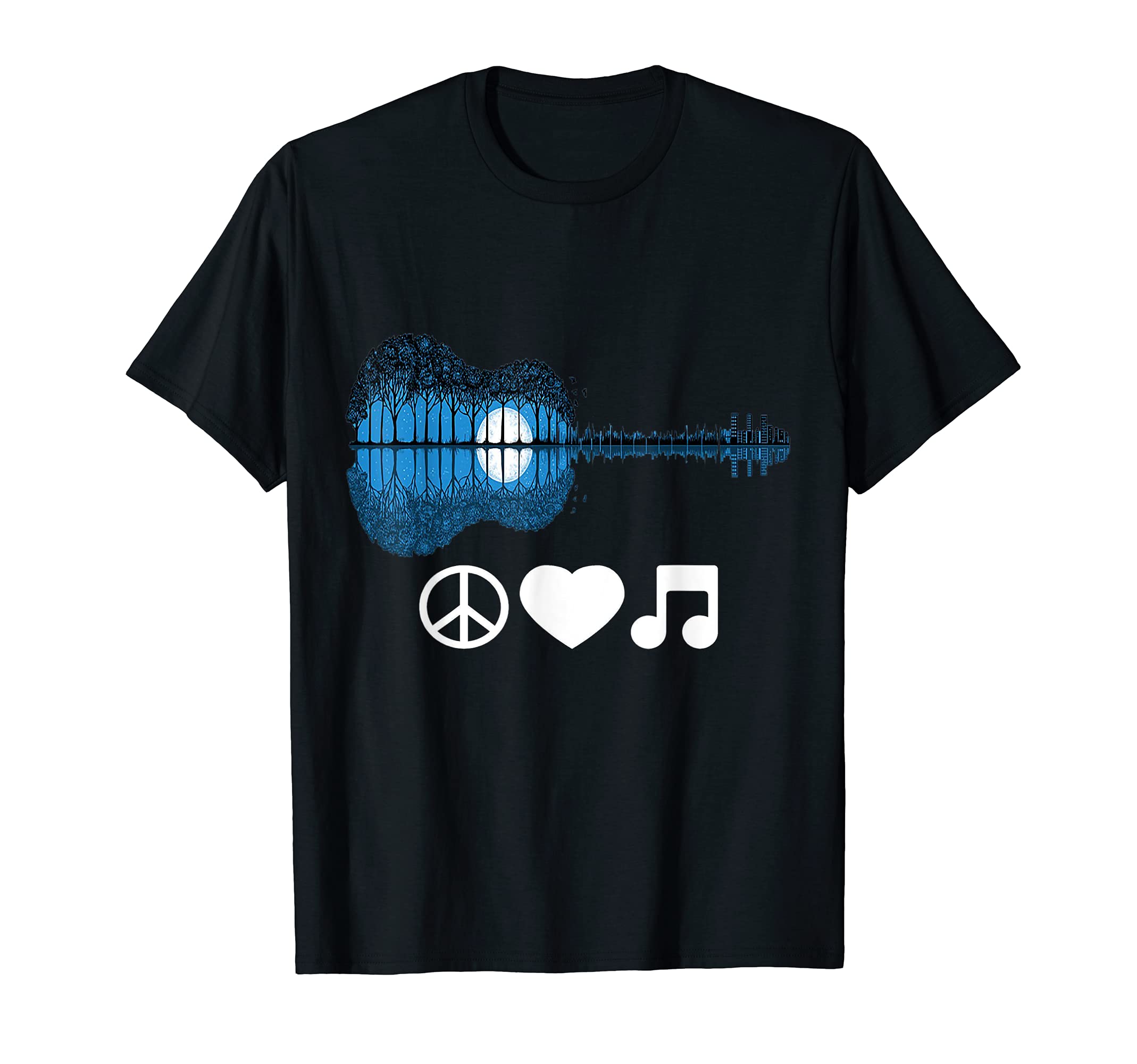Peace Love Music Guitar Trend Designs T-Shirt - Unique Graphic Unisex - T-Shirt, Sweatshirt, Hoodie