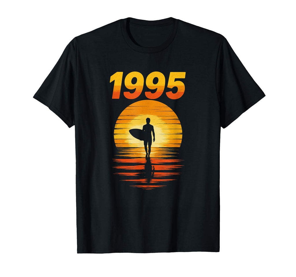 1995 Surfing Sunset 90S Aesthetic T-Shirt - Fun Novelty Design for Adults - T-Shirt, Sweatshirt, Hoodie