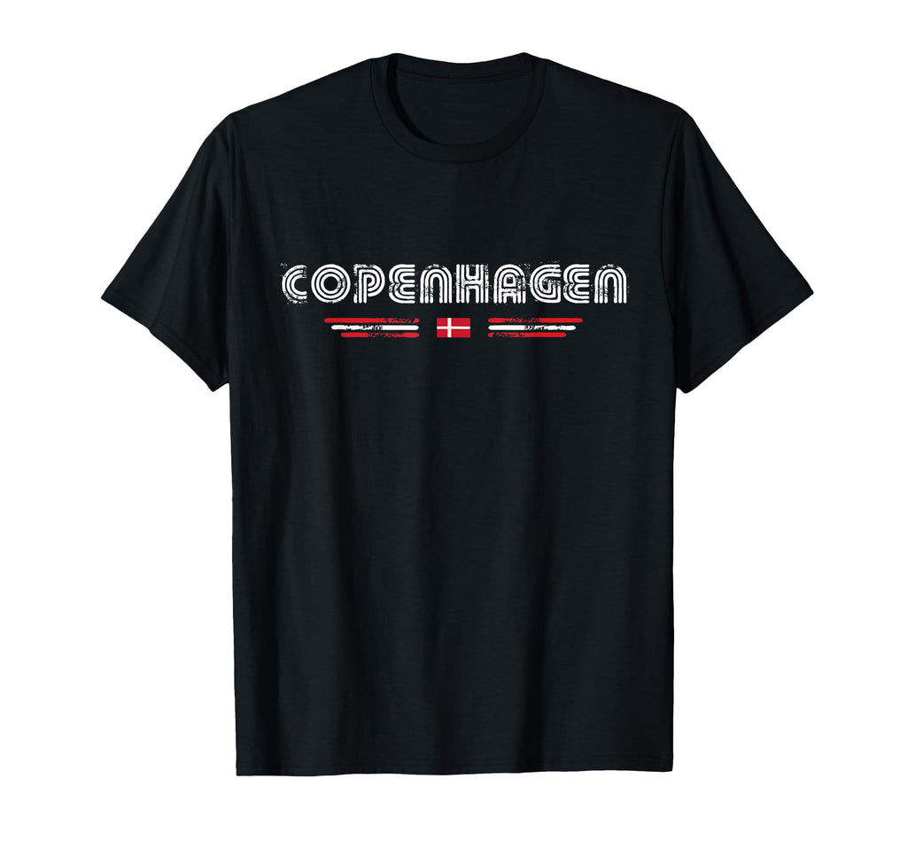 Copenhagen Denmark 70S 80S Type Flag T-Shirt - Novelty Apparel for Adults - T-Shirt, Sweatshirt, Hoodie