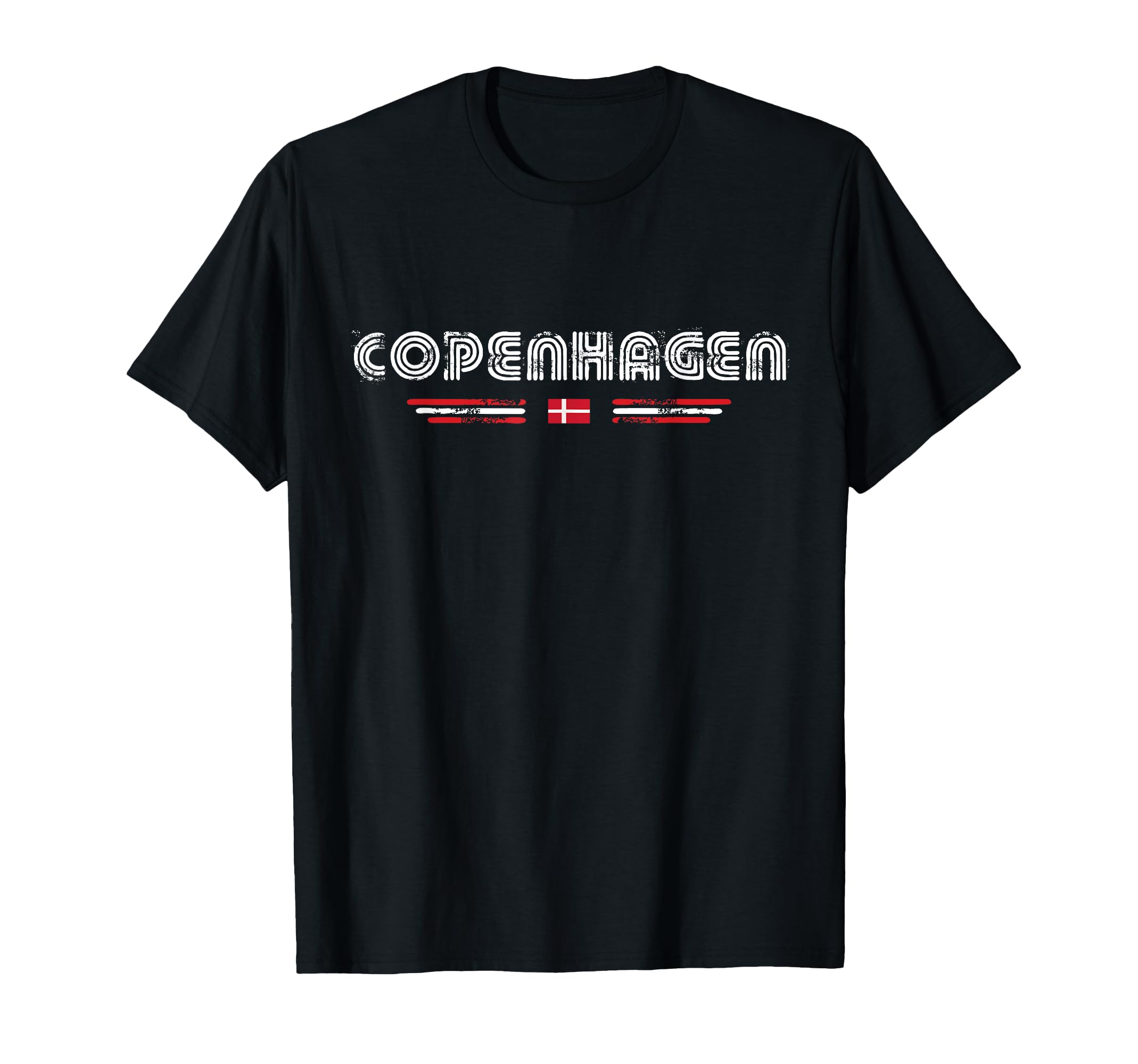 Copenhagen Denmark 70S 80S Type Flag T-Shirt - Novelty Apparel for Adults - T-Shirt, Sweatshirt, Hoodie