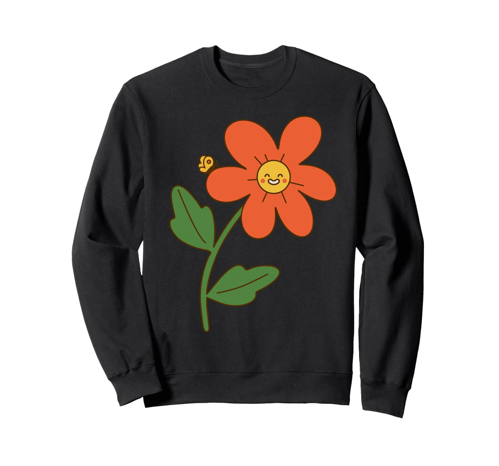 Smiling Flower 70S Happy Kawaii Face Sweatshirt - Aesthetic Graphic Unisex - T-Shirt, Sweatshirt, Hoodie