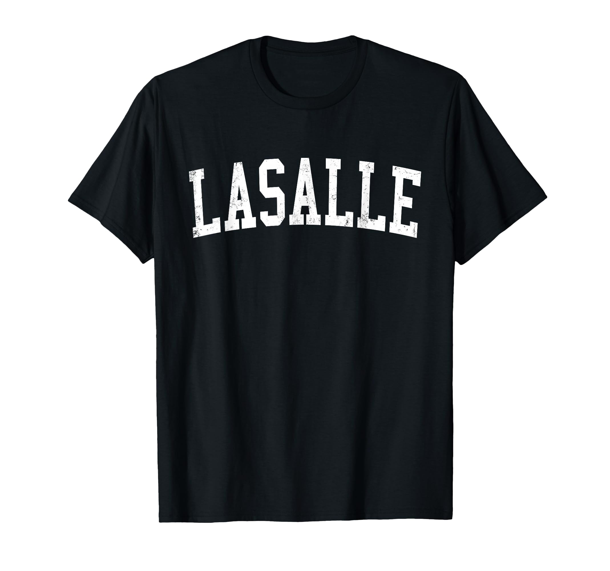 Lasalle Il Distressed White Varsity T-Shirt - Novelty Apparel Unisex - T-Shirt, Sweatshirt, Hoodie