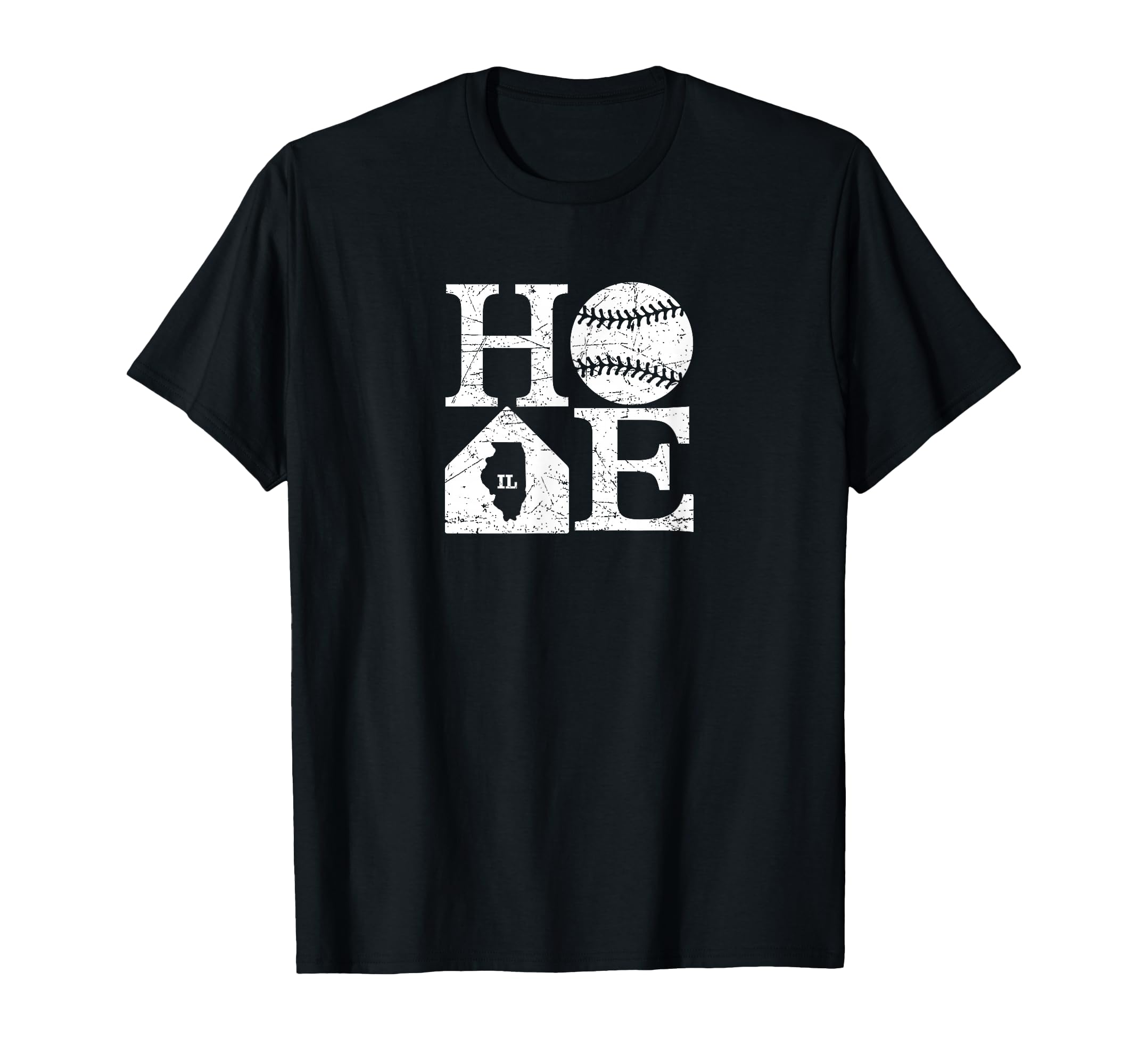 Baseball Home Illinois State Outline T-Shirt - Graphic Print for Adults - T-Shirt, Sweatshirt, Hoodie