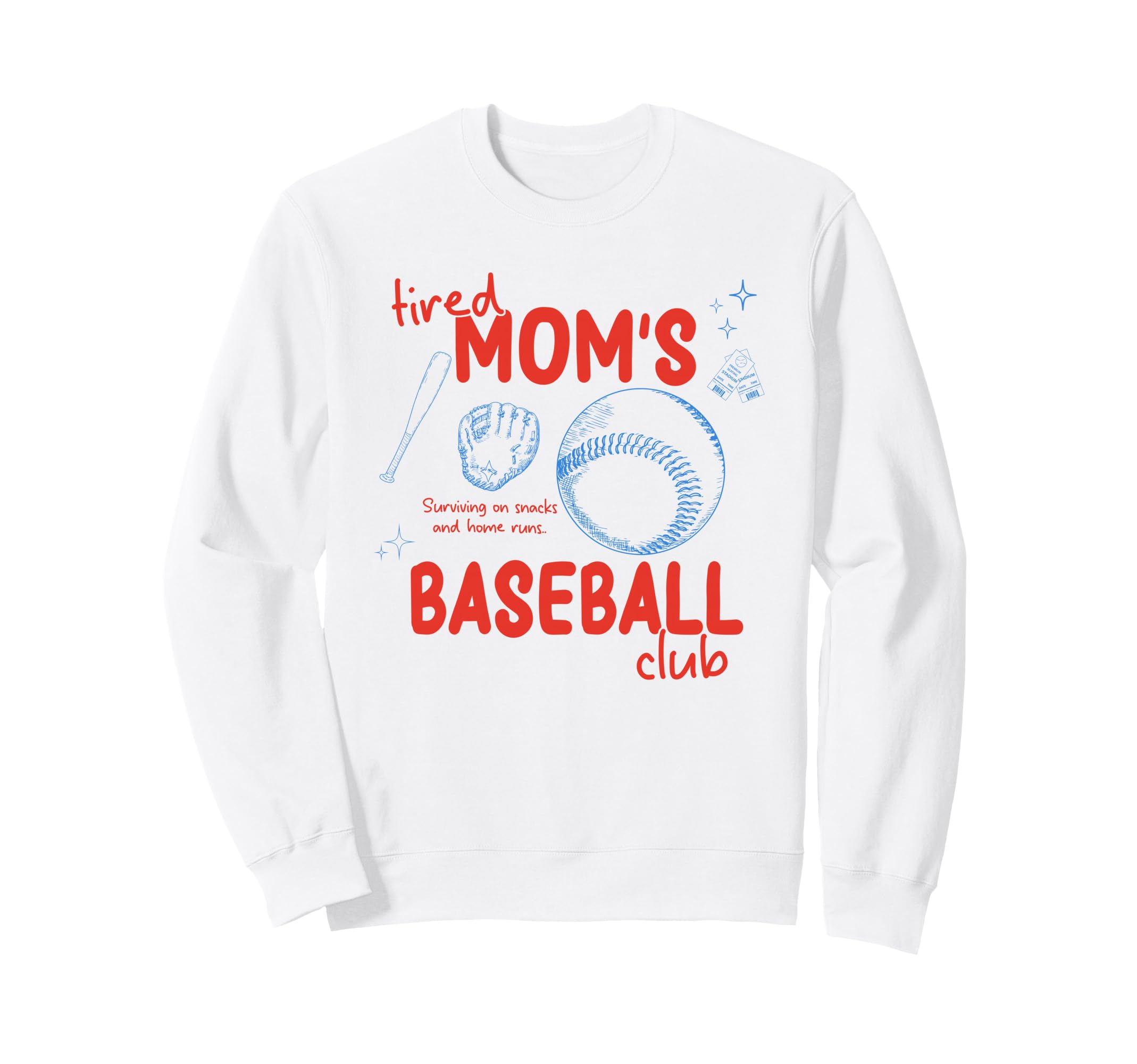 Funny Tired Baseball Mom Club Sweatshirt - Aesthetic Graphic for Adults - T-Shirt, Sweatshirt, Hoodie