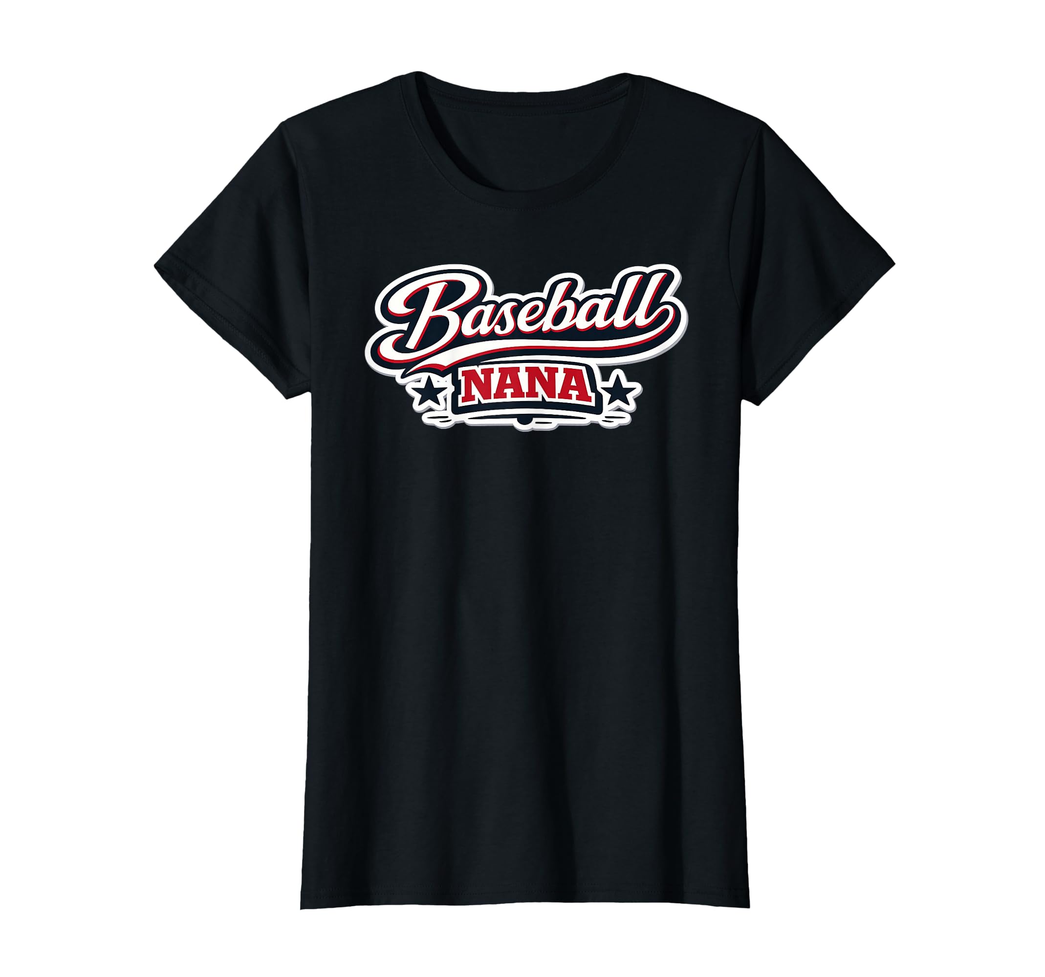 Baseball Nana Script Red White Blue T-Shirt - Novelty Apparel for Adults - T-Shirt, Sweatshirt, Hoodie