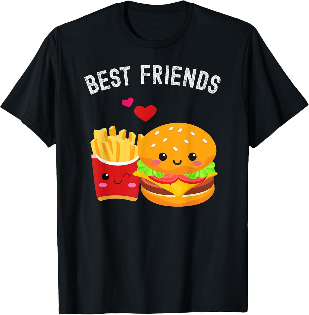 Hamburger French Fries Funny Kawaii Food Drink - Adult & Kids T-Shirts, Sweatshirts & Hoodies apparel design preview 1