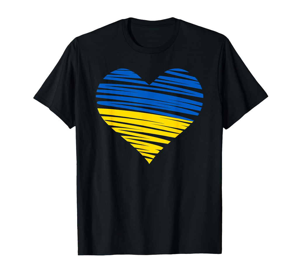 Ukrainian Heart Flag Colors Blue T-Shirt - Casual Everyday Wear for Adults - T-Shirt, Sweatshirt, Hoodie