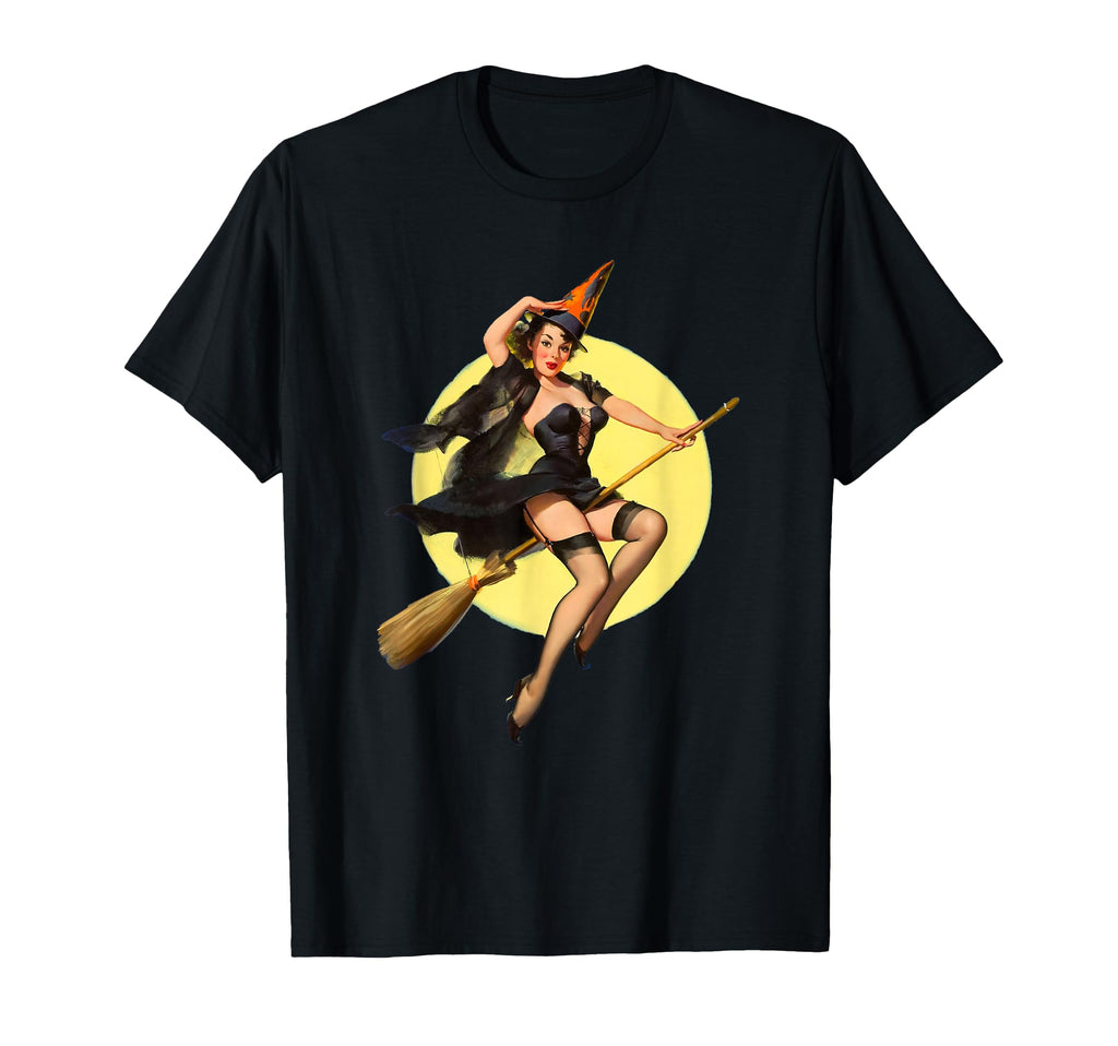 Pin Up Witch Halloween Pinup Funny T-Shirt - Streetwear Style Men Women - T-Shirt, Sweatshirt, Hoodie