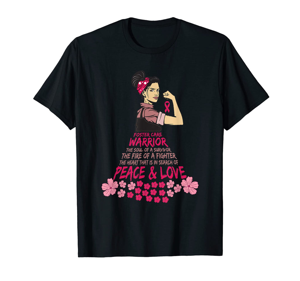 Foster Care Awareness Warrior Peace T-Shirt - Novelty Apparel for Adults - T-Shirt, Sweatshirt, Hoodie