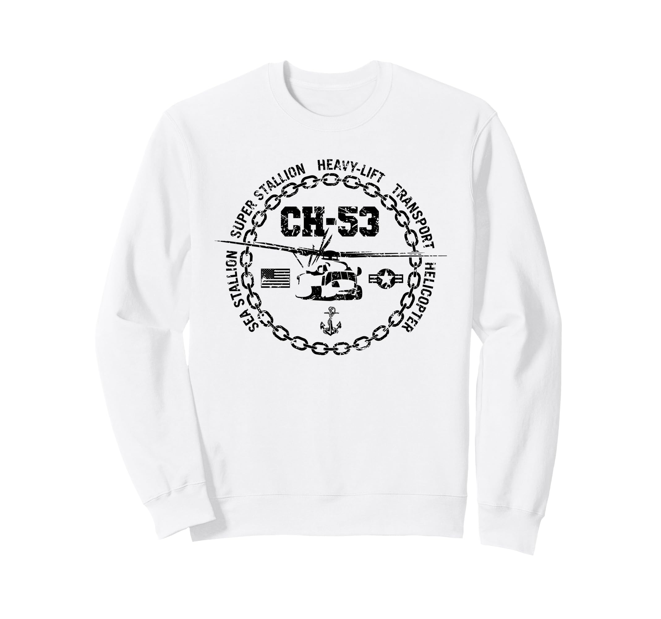 Ch 53 Military Helicopter Distressed Sweatshirt - Streetwear Style Unisex - T-Shirt, Sweatshirt, Hoodie