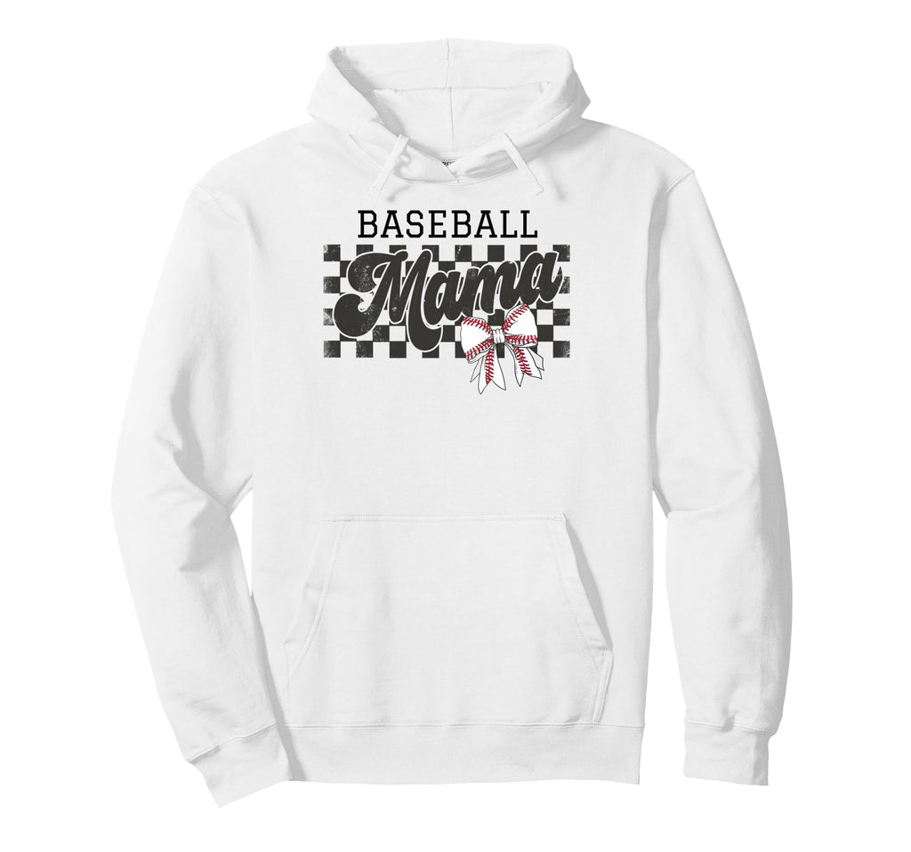Baseball Mama Checkered Baseball Mom Hoodie - Casual Everyday Wear Unisex - T-Shirt, Sweatshirt, Hoodie