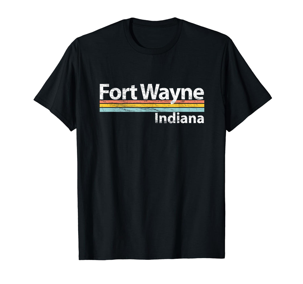 Fort Wayne Indiana Worn Stripes T-Shirt - Novelty Apparel Unisex - T-Shirt, Sweatshirt, Hoodie