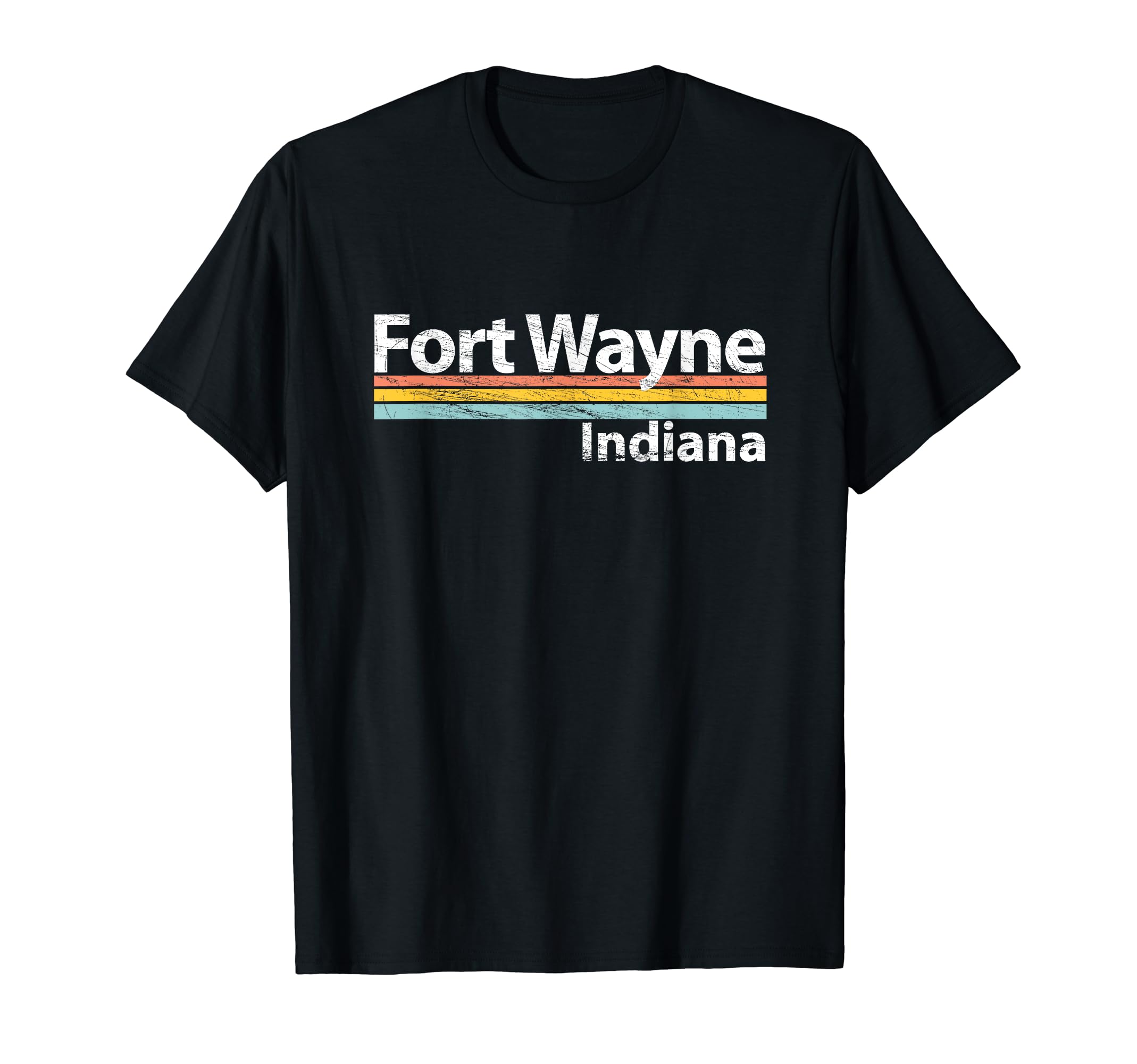 Fort Wayne Indiana Worn Stripes T-Shirt - Novelty Apparel Unisex - T-Shirt, Sweatshirt, Hoodie