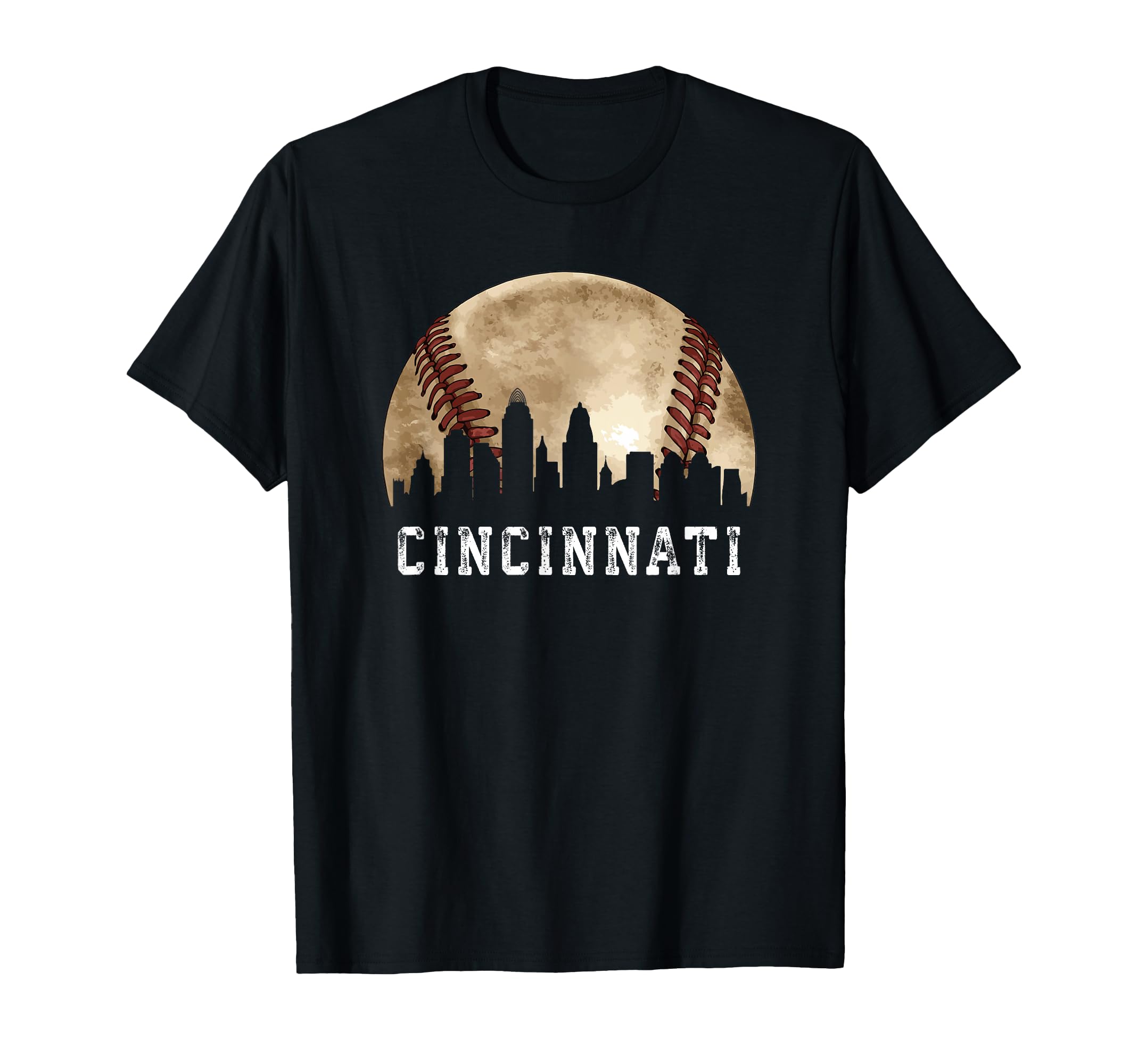 Cincinnati Skyline City Baseball T-Shirt - Streetwear Style for Adults - T-Shirt, Sweatshirt, Hoodie