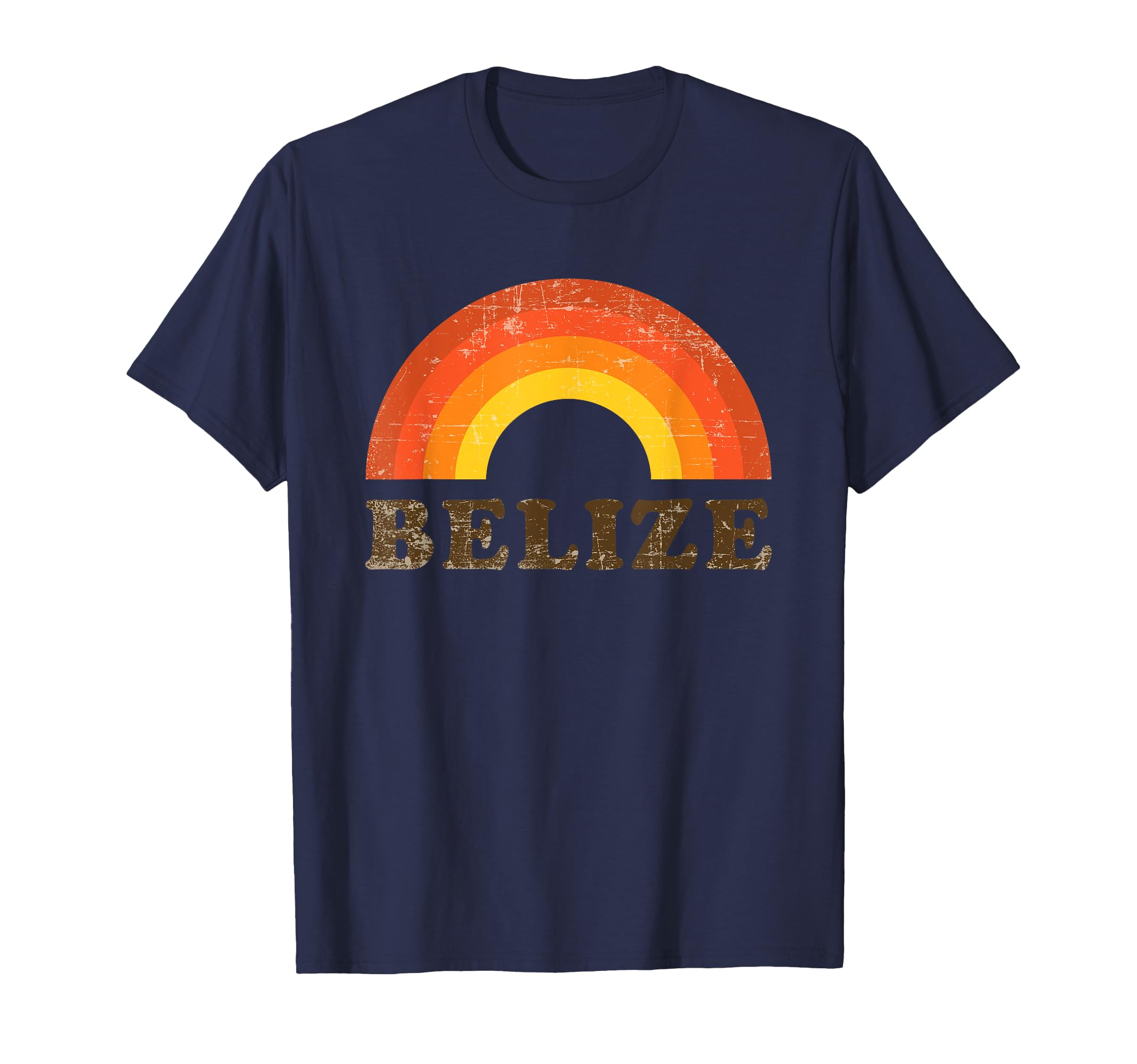 Belize Souvenir 70S Distressed Rainbow T-Shirt - Fun Novelty Design Unisex - T-Shirt, Sweatshirt, Hoodie
