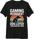 Introvert Dog Gamer Retro Sunset Humor - Adult & Kids T-Shirts, Sweatshirts & Hoodies apparel design preview 1