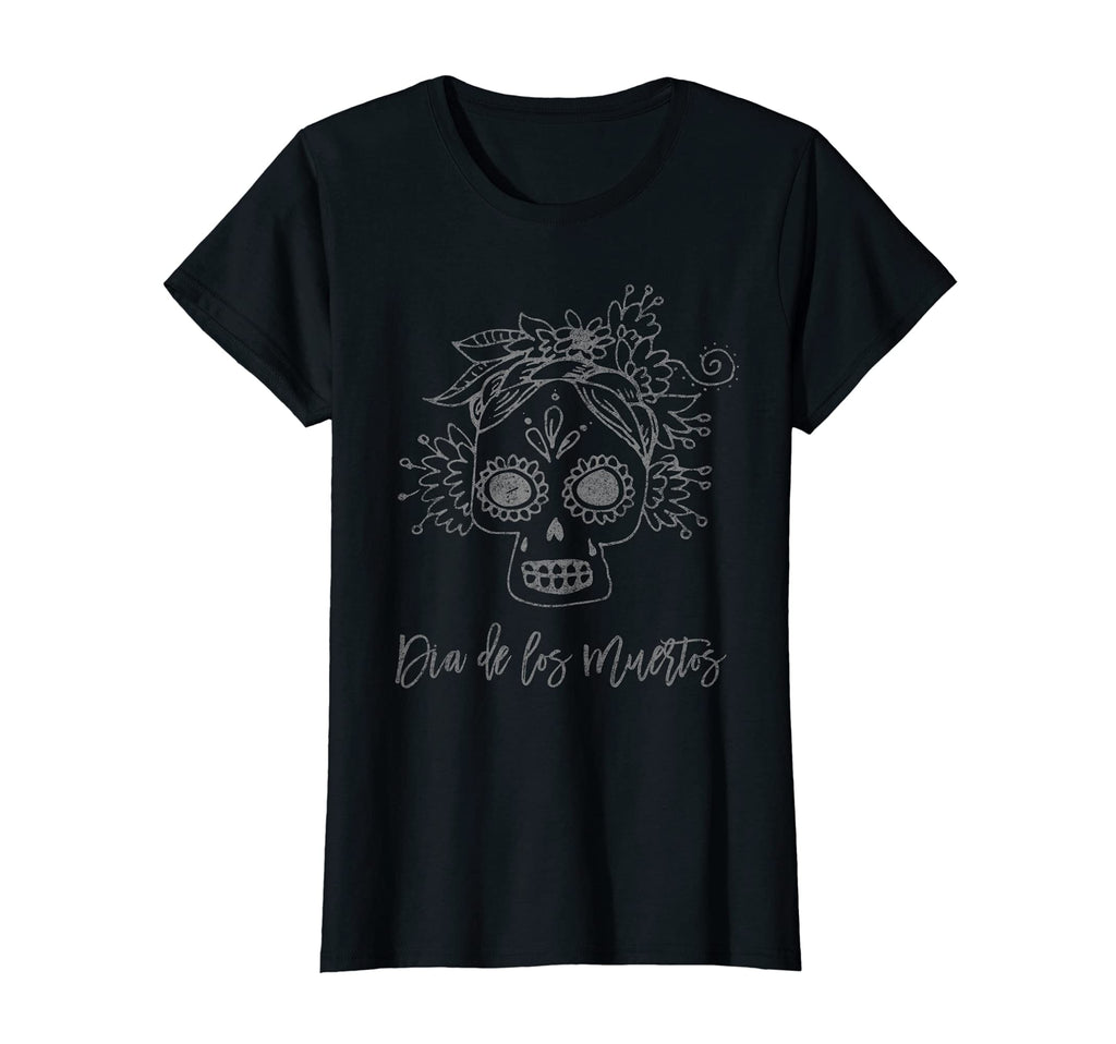 Womens Sugar Skull Distressed Dia De T-Shirt - Casual Everyday Wear Unisex - T-Shirt, Sweatshirt, Hoodie