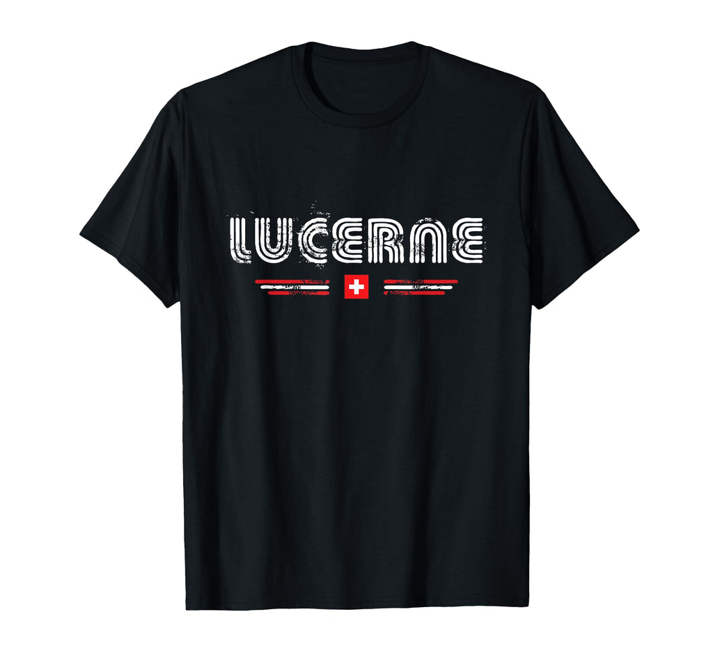 Lucerne Switzerland 70S 80S Type T-Shirt - Custom Art Print for Adults - T-Shirt, Sweatshirt, Hoodie