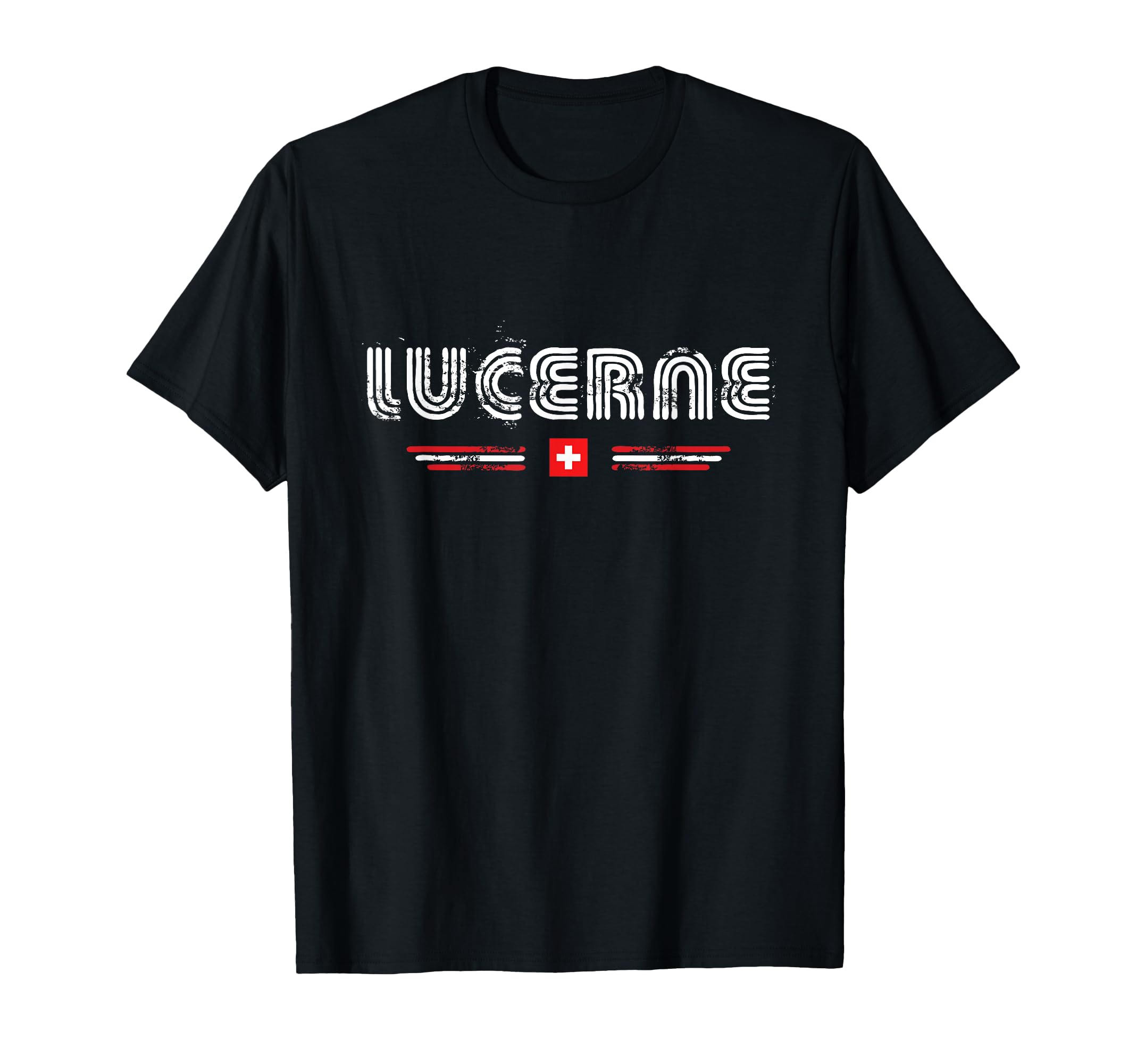 Lucerne Switzerland 70S 80S Type T-Shirt - Custom Art Print for Adults - T-Shirt, Sweatshirt, Hoodie