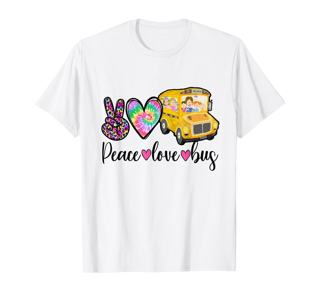 School Bus Driver Peace Love Bus T-Shirt - Custom Art Print Men Women - T-Shirt, Sweatshirt, Hoodie