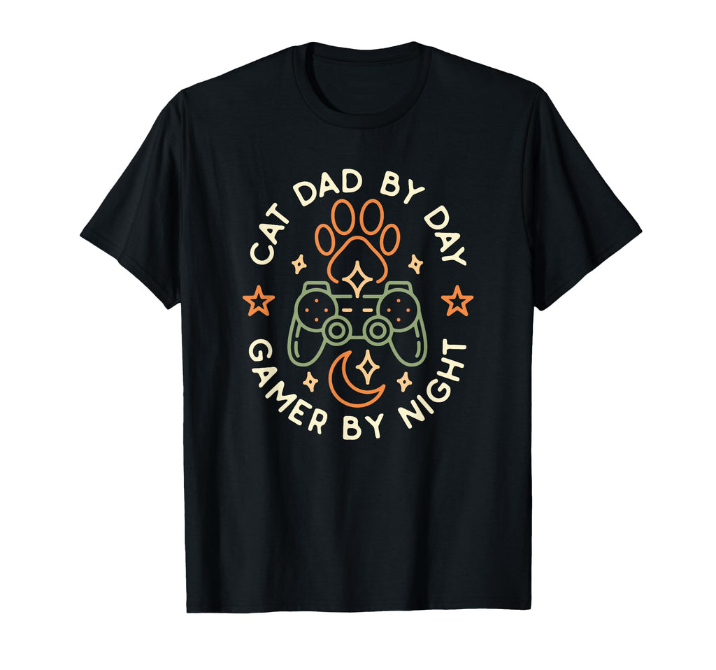 Cat Dad Day Gamer Night Video Games T-Shirt - Novelty Apparel for Adults - T-Shirt, Sweatshirt, Hoodie