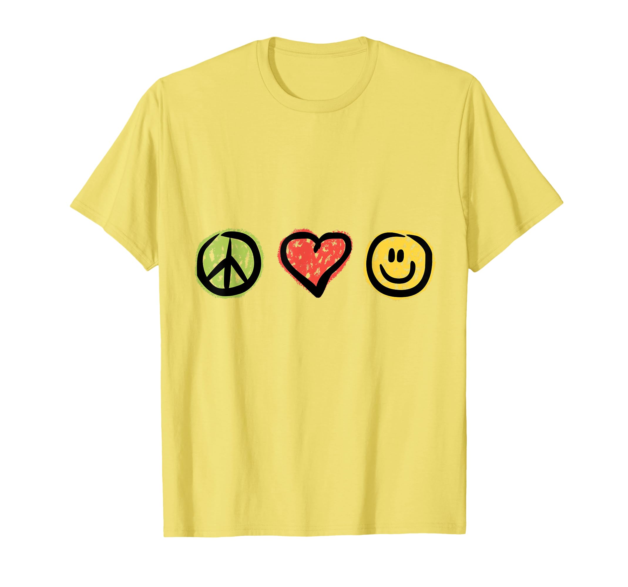 Peace Love Happiness Positive Message T-Shirt - Novelty Apparel for Adults - T-Shirt, Sweatshirt, Hoodie