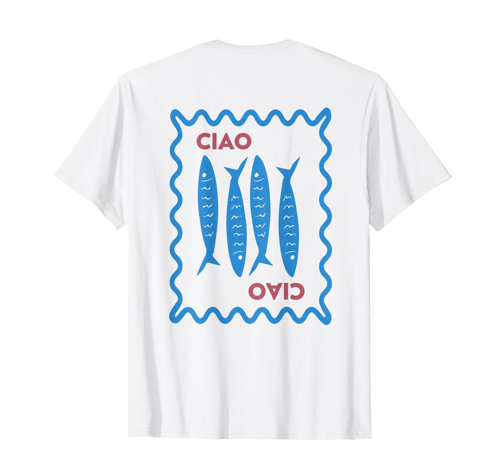 Italian Ciao Sardine Chinoiserie T-Shirt - Minimalist Print for Adults - T-Shirt, Sweatshirt, Hoodie
