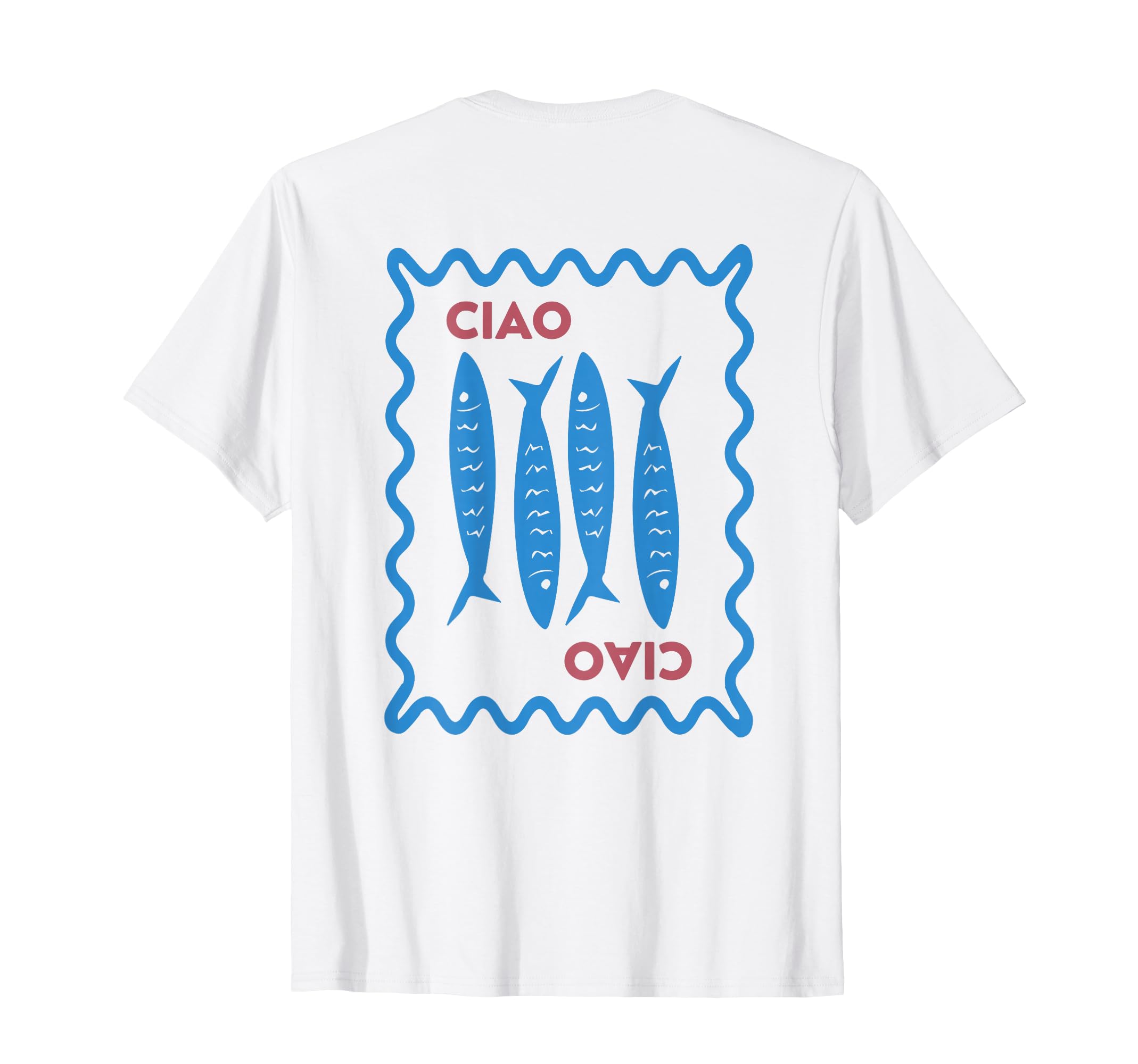 Italian Ciao Sardine Chinoiserie T-Shirt - Minimalist Print for Adults - T-Shirt, Sweatshirt, Hoodie