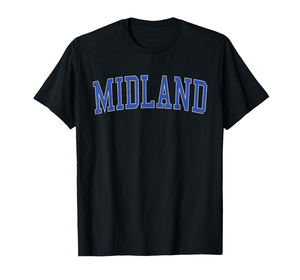 Midland Mi Distressed Blue Varsity T-Shirt - Unique Graphic for Adults - T-Shirt, Sweatshirt, Hoodie