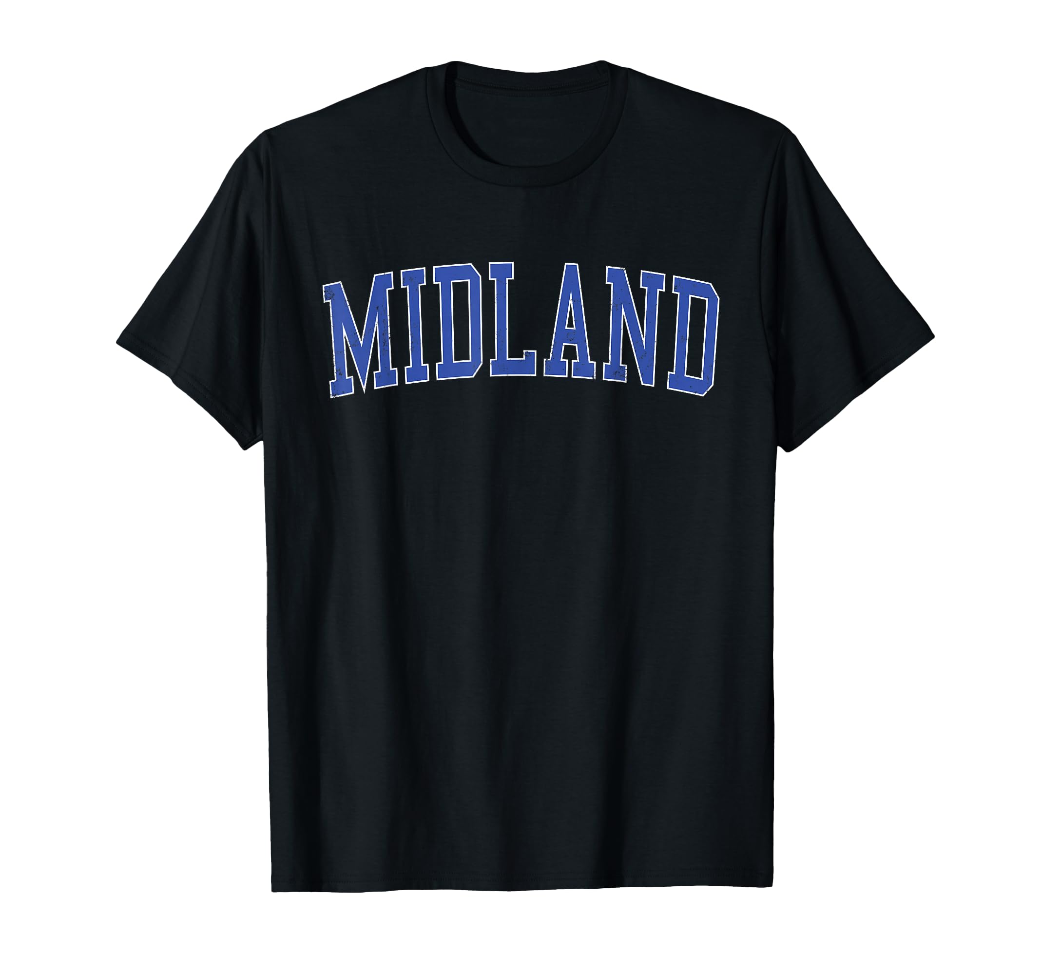 Midland Mi Distressed Blue Varsity T-Shirt - Unique Graphic for Adults - T-Shirt, Sweatshirt, Hoodie