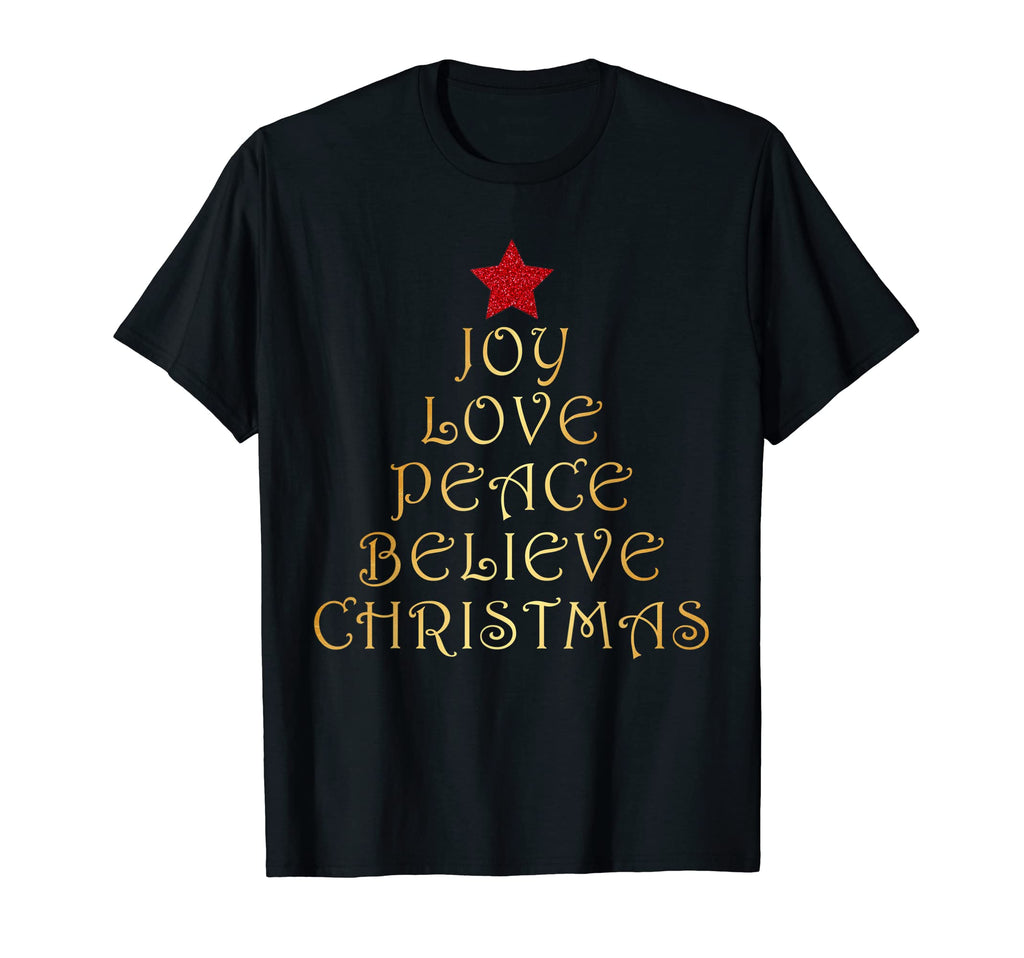Joy Love Peace Believe Gold Tree T-Shirt - Fun Novelty Design Men Women - T-Shirt, Sweatshirt, Hoodie