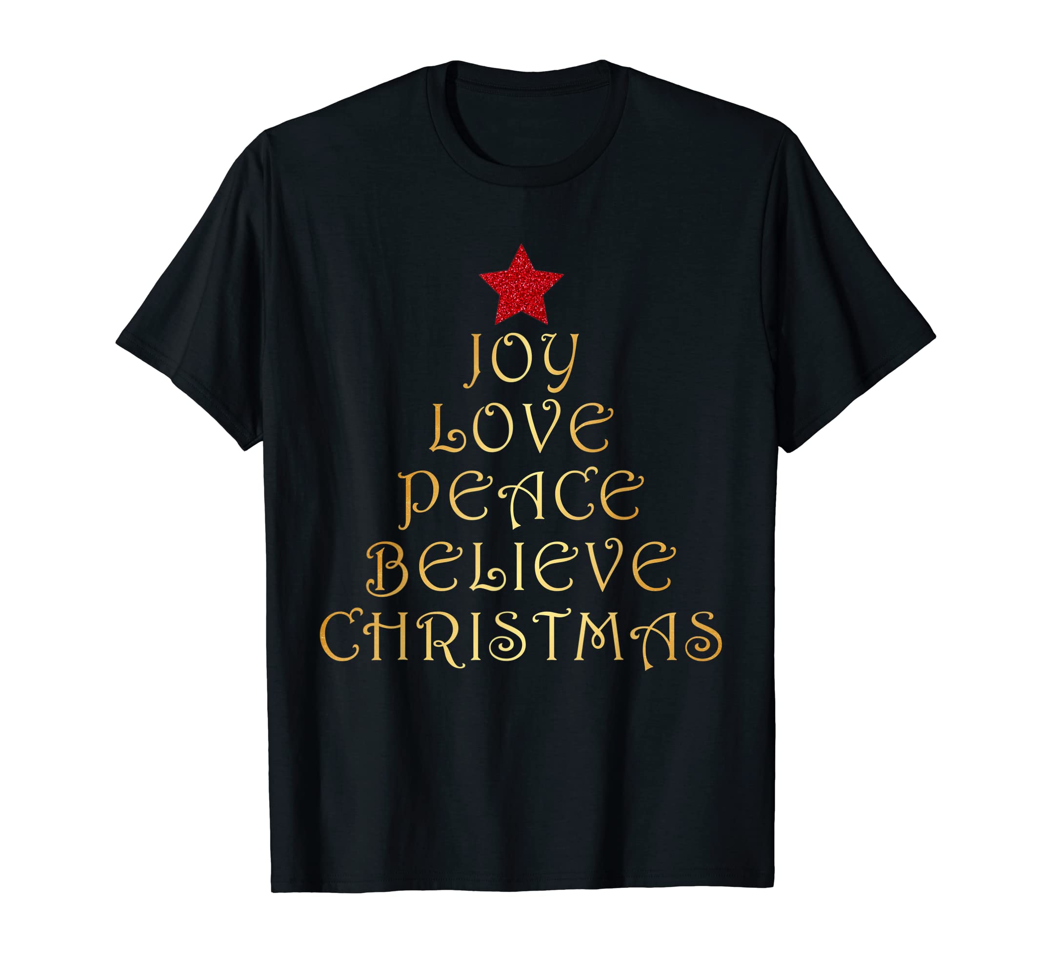 Joy Love Peace Believe Gold Tree T-Shirt - Fun Novelty Design Men Women - T-Shirt, Sweatshirt, Hoodie