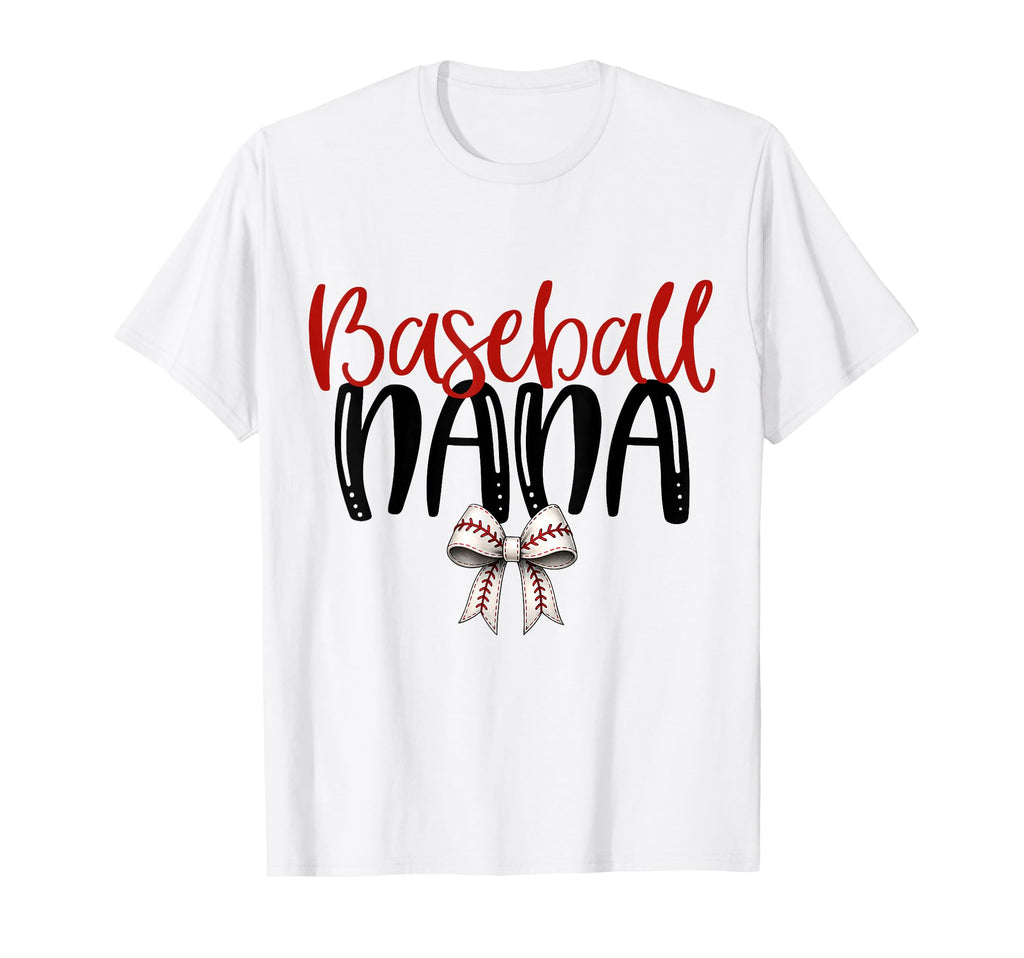 Baseball Nana Coquette Bow Game Day T-Shirt - Custom Art Print Men Women - T-Shirt, Sweatshirt, Hoodie