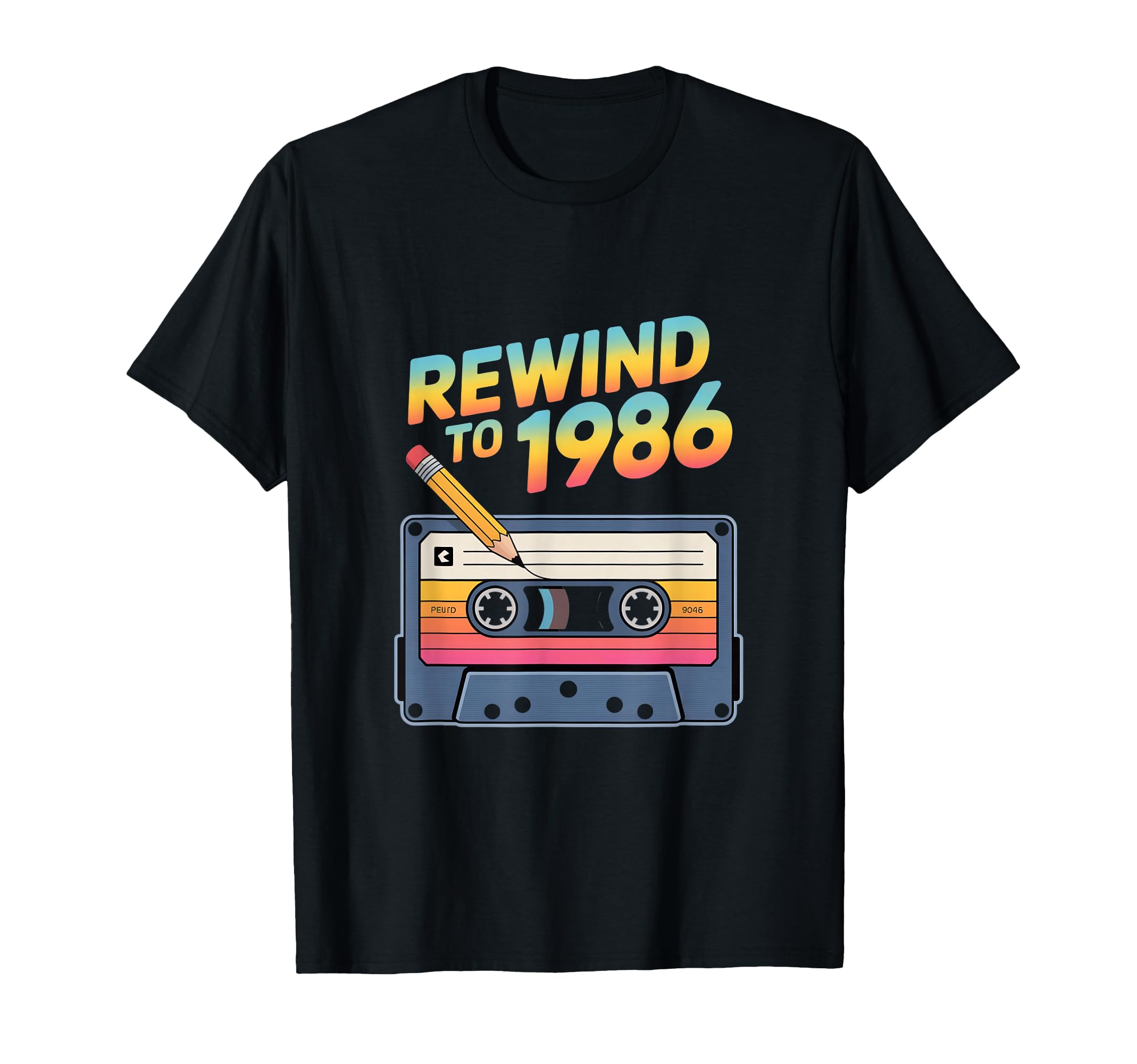 Rewind To 1986 Cassette Tape Eighties T-Shirt - Minimalist Print for Adults - T-Shirt, Sweatshirt, Hoodie
